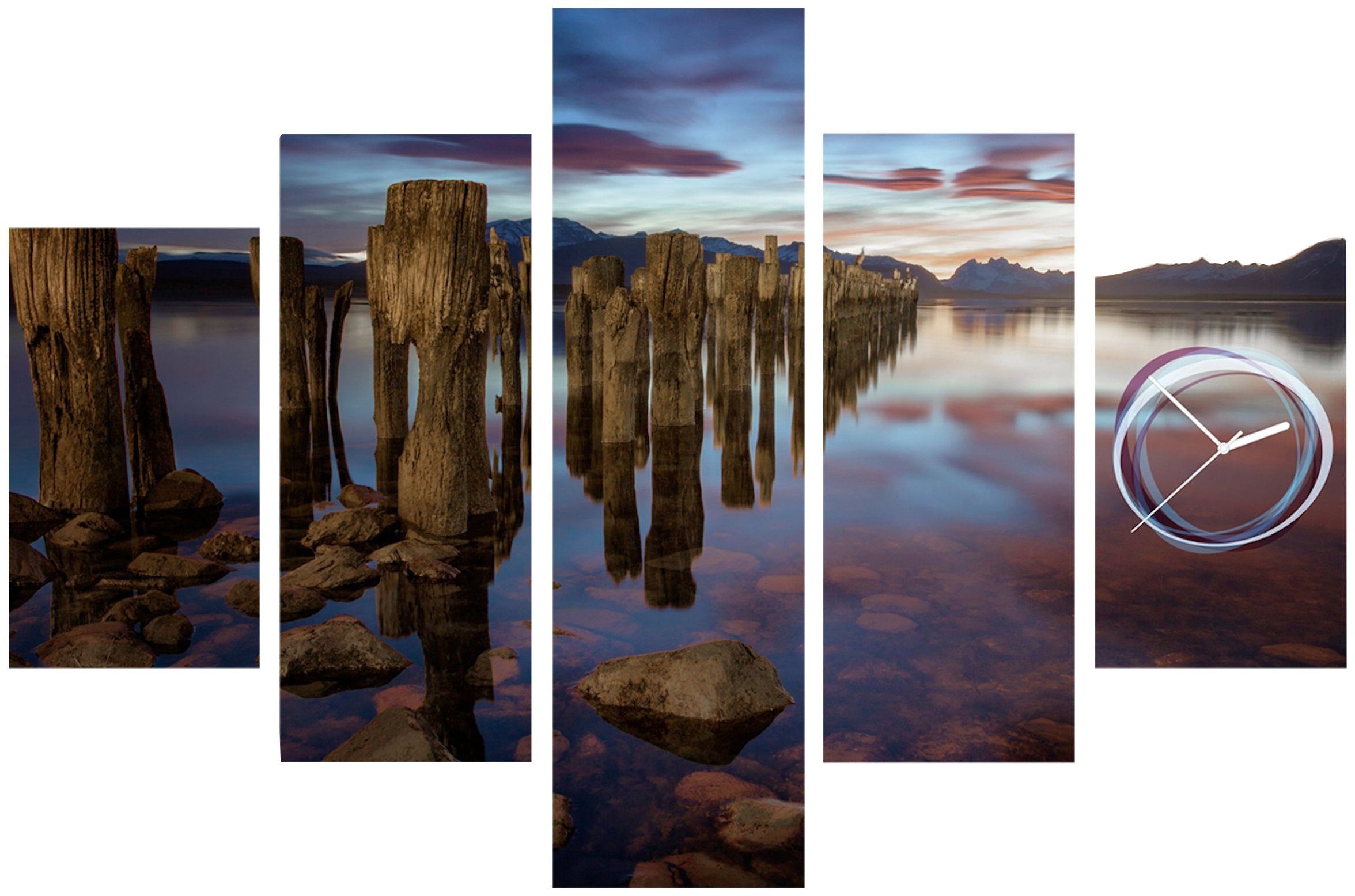 Image of Conni Oberkircher´s Bild »Stumps - Holzstümpfe«, Landschaften, (Set, (Set 5), mit dekorativer Uhr, See, Natur, Steine bei Ackermann Versand Schweiz
