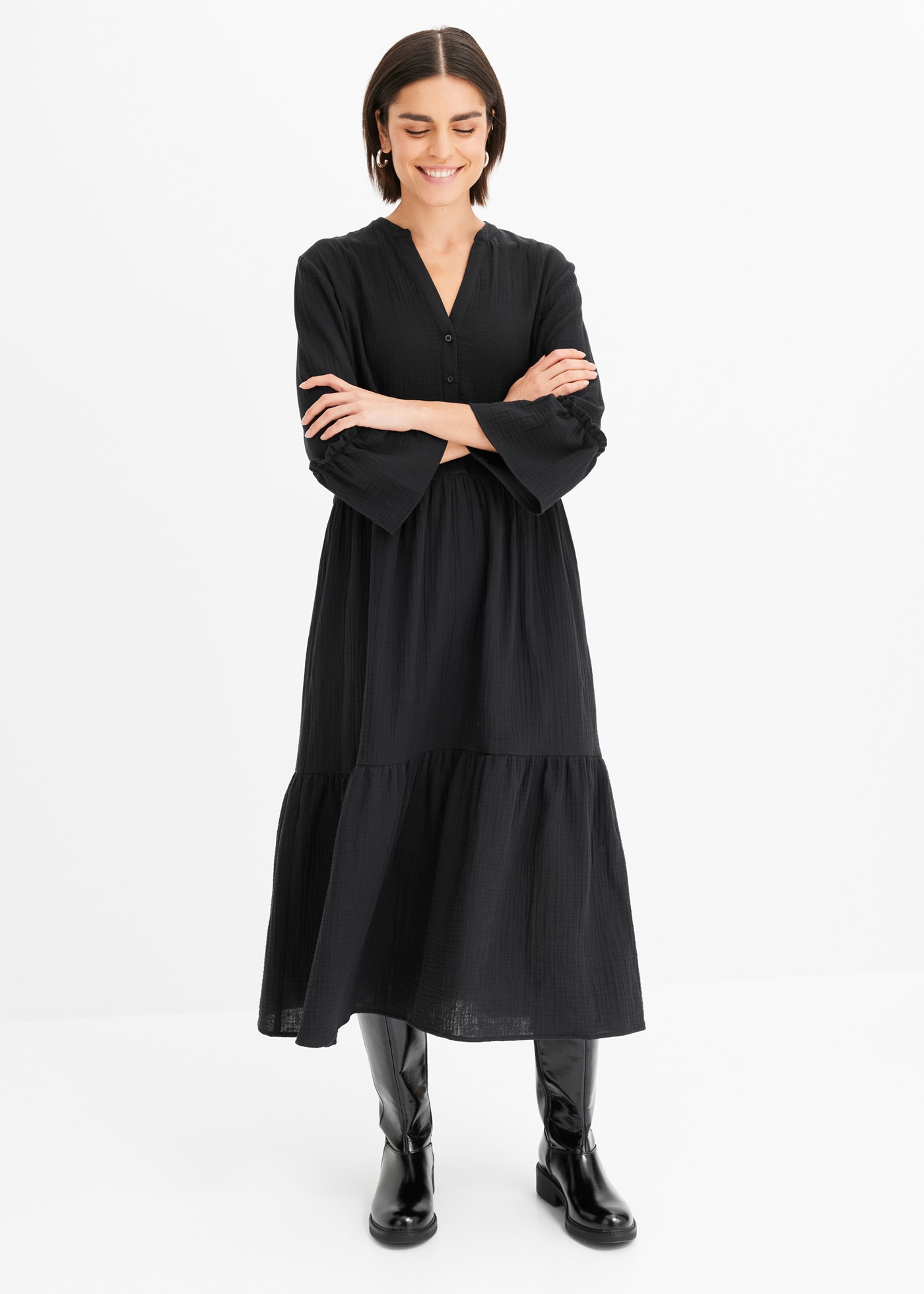 Image of bonprix Maxikleid für Frühjahr und Sommer, aus reiner Baumwolle, Oversize-Fit