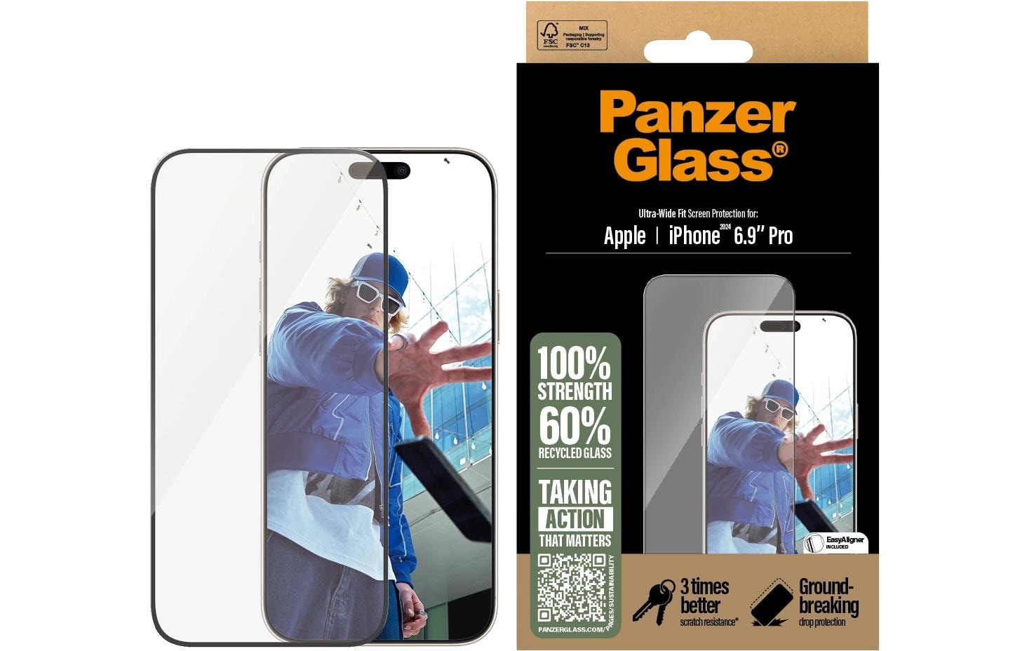 PanzerGlass Displayschutzglas »Ultra Wide Fit iPhone 16 Pro Max«, für iPhone 16 Pro Max, (1 St.)