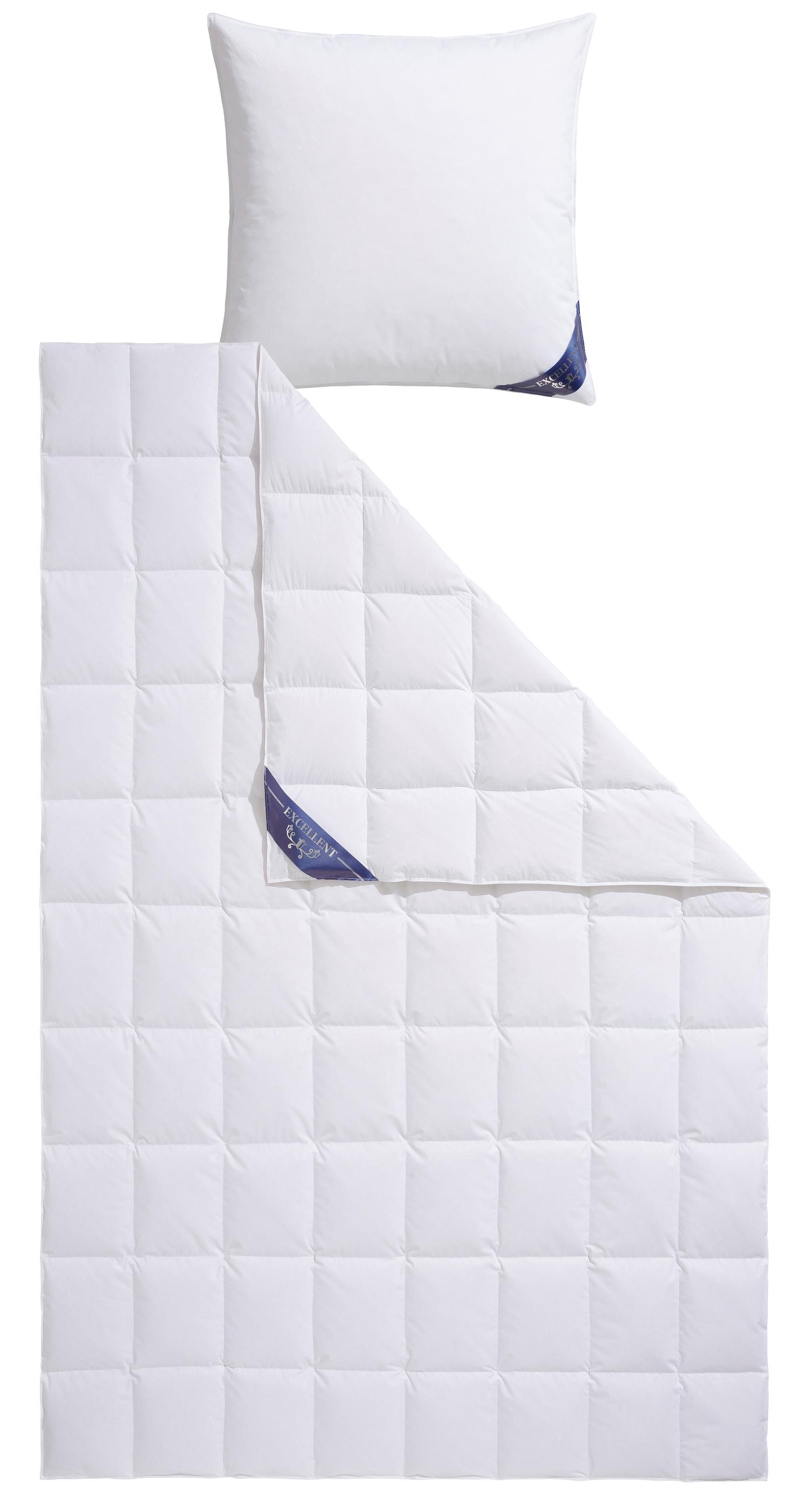 Excellent Daunenbettdecke + 3-Kammer-Kopfkissen »Davos« Bettdecken-Set mit Kopfkissen, Bettdecke 135x200 und 155x220 cm