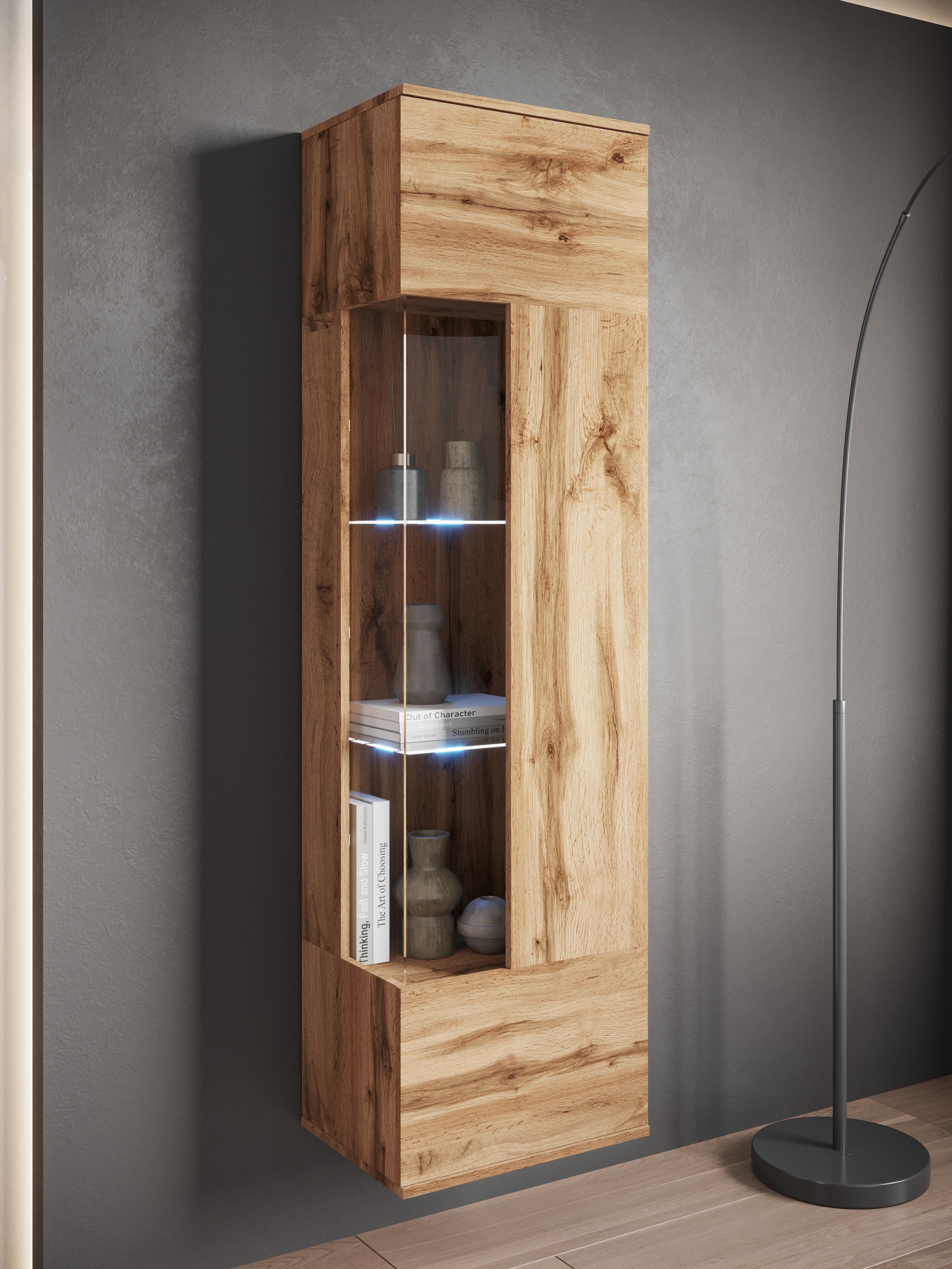 GOODproduct Vitrine »Kenia, stehend und hängend, Türanschlag wechselbar« 1 Stk. tlg. Vitrineschrank mit Glastüren 160 cm Höhe