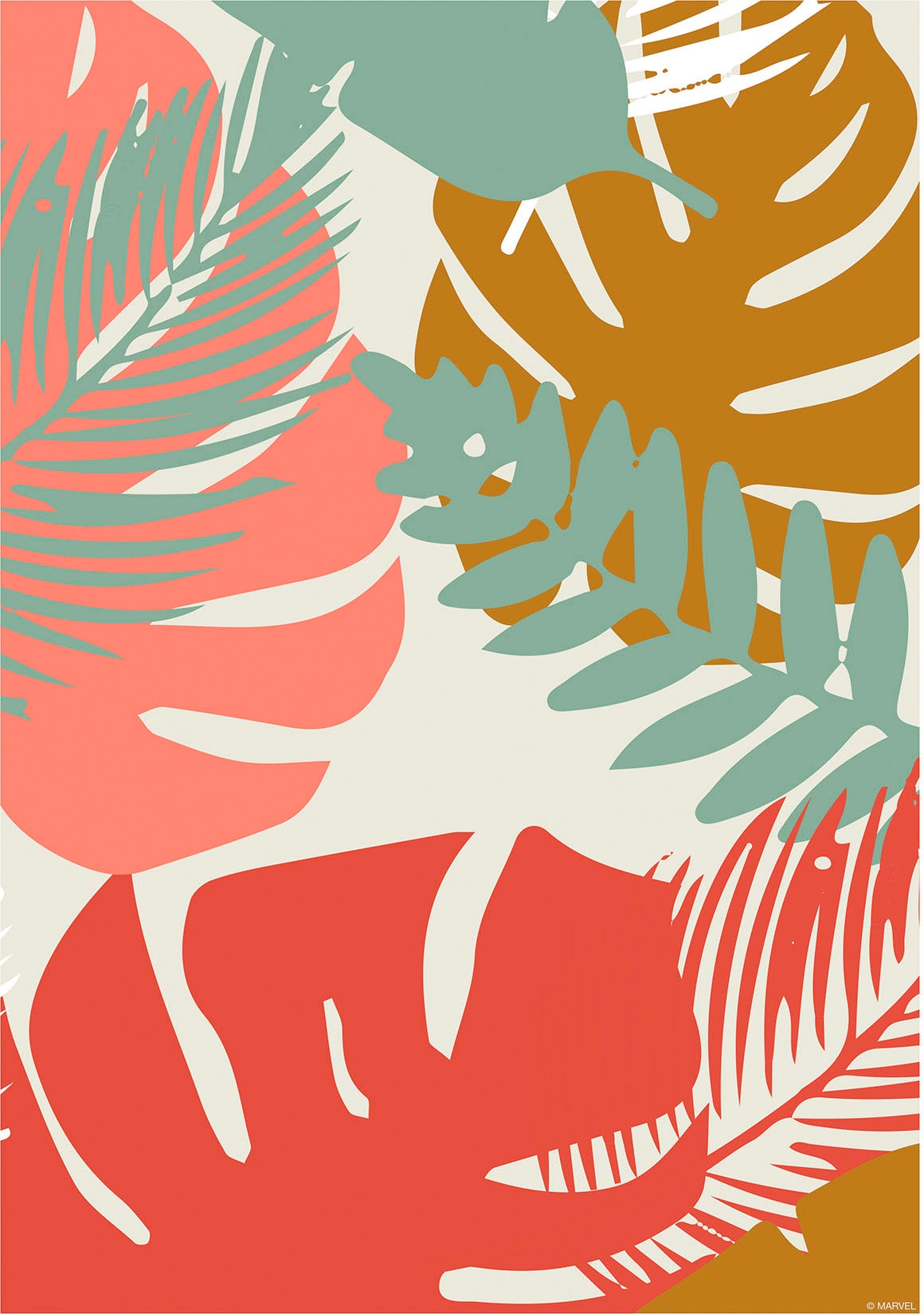 Image of Komar Bild "Winter Tropics Black Panther Plants" Tiere 1 Stk. tlg. Wandbild zur Dekoration im Kinderzimmer - ohne Rahmen