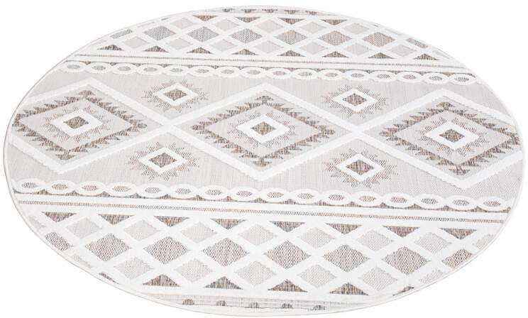 Carpet City Teppich »In-& Outdoorteppich Santorini 435, 3D-Effekt, Boho-Look«, rund, 5 mm Höhe, Wetterfest & UV-beständig für Terrasse, Balkon, Küche, Flur