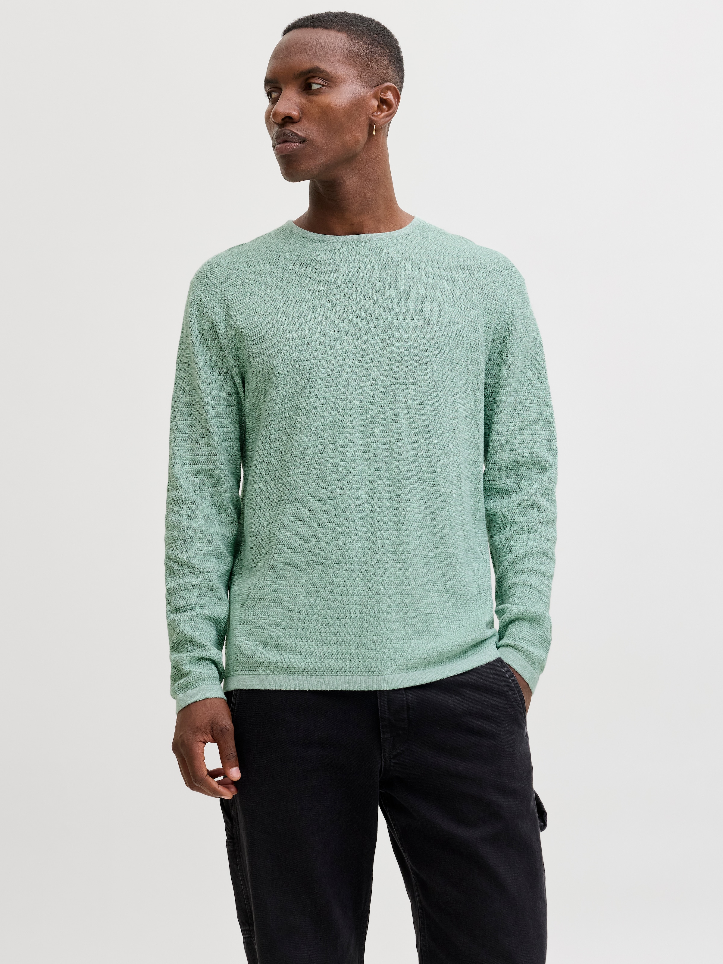 Image of Jack & Jones Rundhalspullover "JJEGEORGE KNIT CREW NECK NOOS" mit Strick Optik