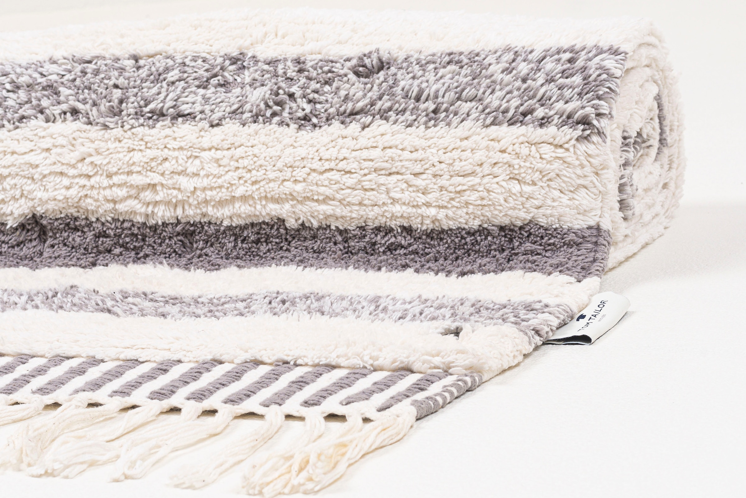 TOM TAILOR HOME Badematte »Ethno Bath«, fussbodenheizungsgeeignet, Badteppich, Berber Look, mit Fransen, reine Baumwolle