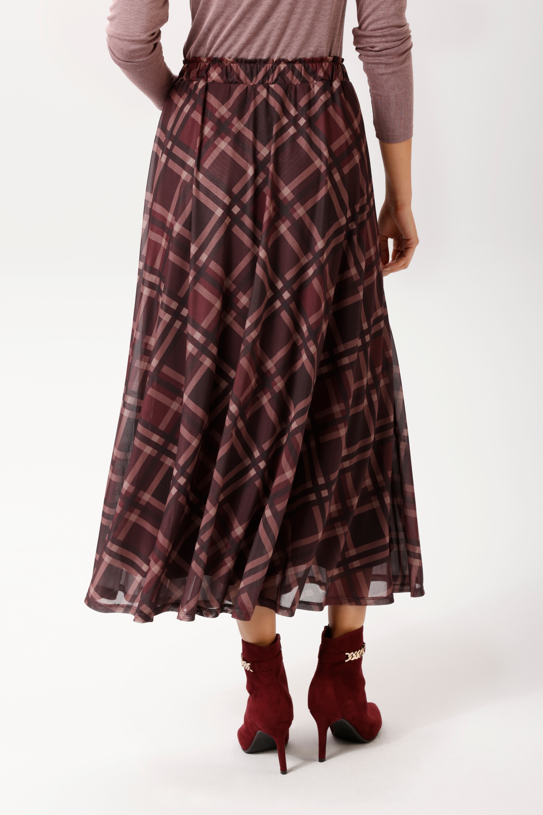 Aniston CASUAL Maxi jupe dans un motif carreaux harmonieux en couleurs - NOUVELLE COLLECTION