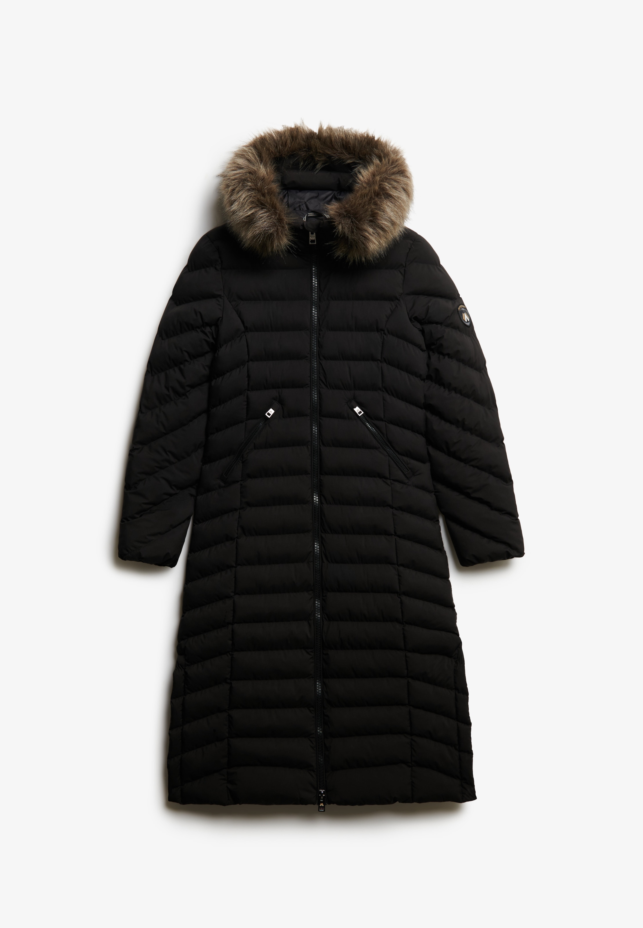 Superdry Steppjacke »FUJI FAUX FUR HOODED LONGLINE«, mit Kapuze