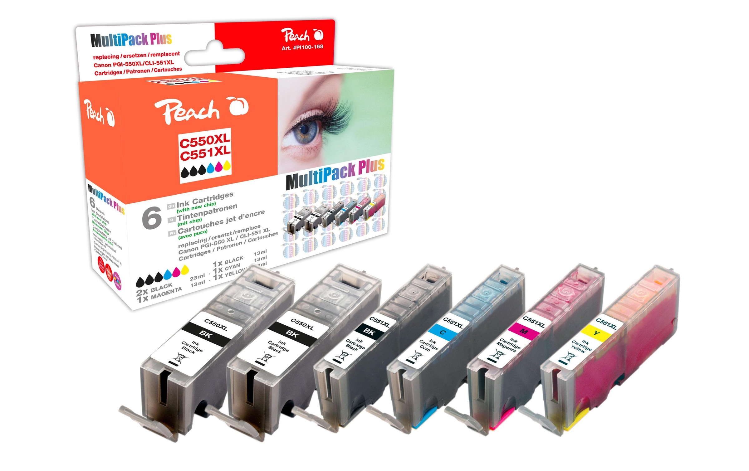 Peach Tintenpatrone »Canon PGI-550 / CLI-551 C, M, Y, 3x BK«, (1 St.)