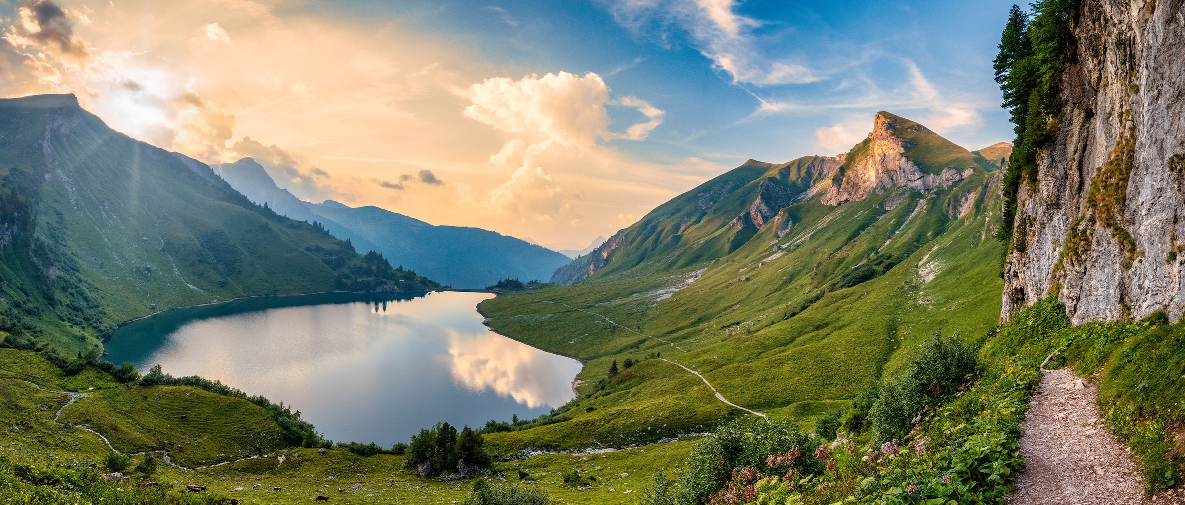 Image of Bönninghoff Leinwandbild "Wandbild BERGSEE XXL 60x140 cm – Leinwandbild Keilrahmen Deko modern" Berge Landschaft Natur See Seebilder 1 Stk. tlg. auf Keilrahmen gespannt