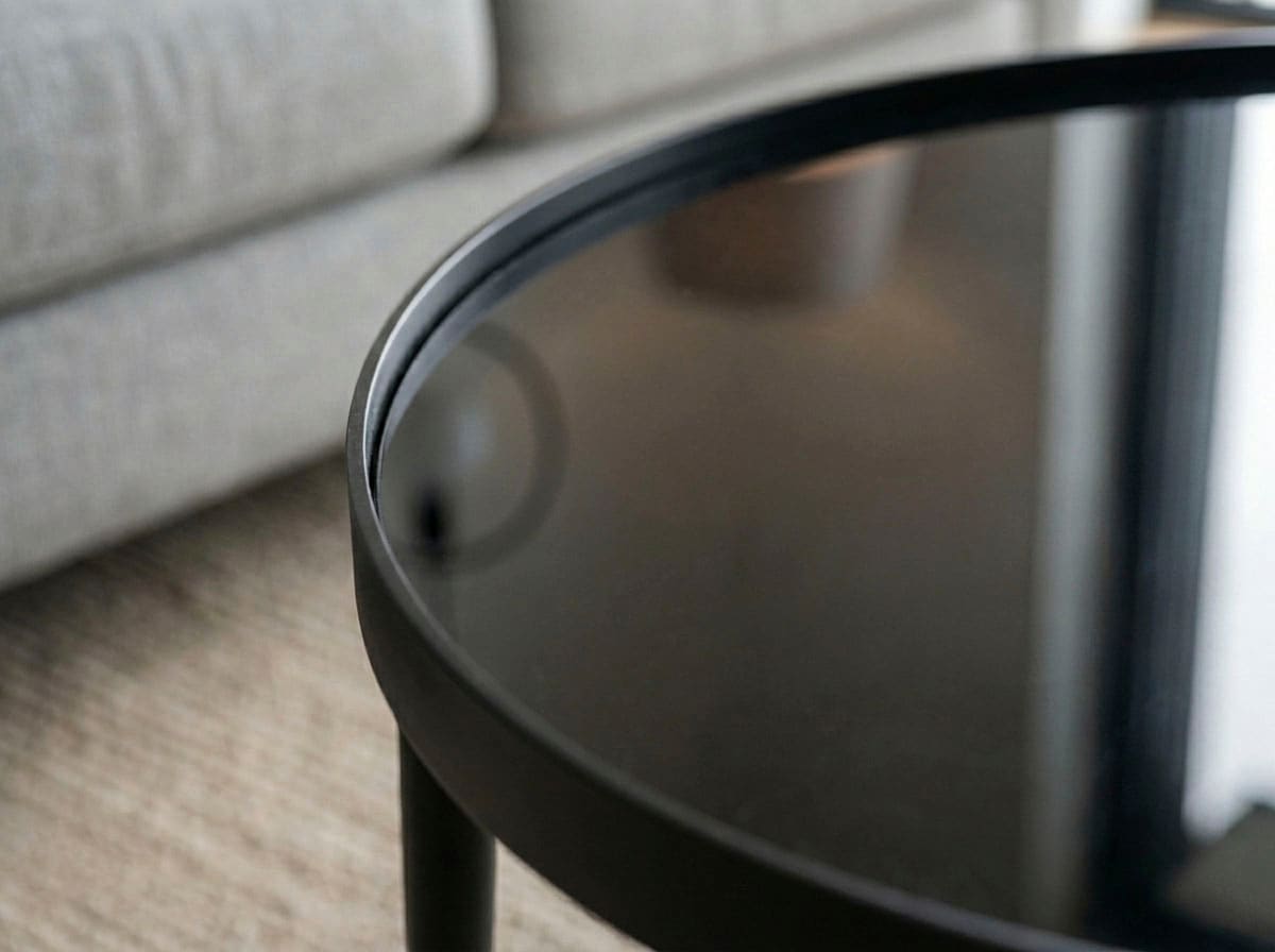 HELA Couchtisch »RON« Couchtisch rund; Glasplatte Schwarz; Vierfussgestell
