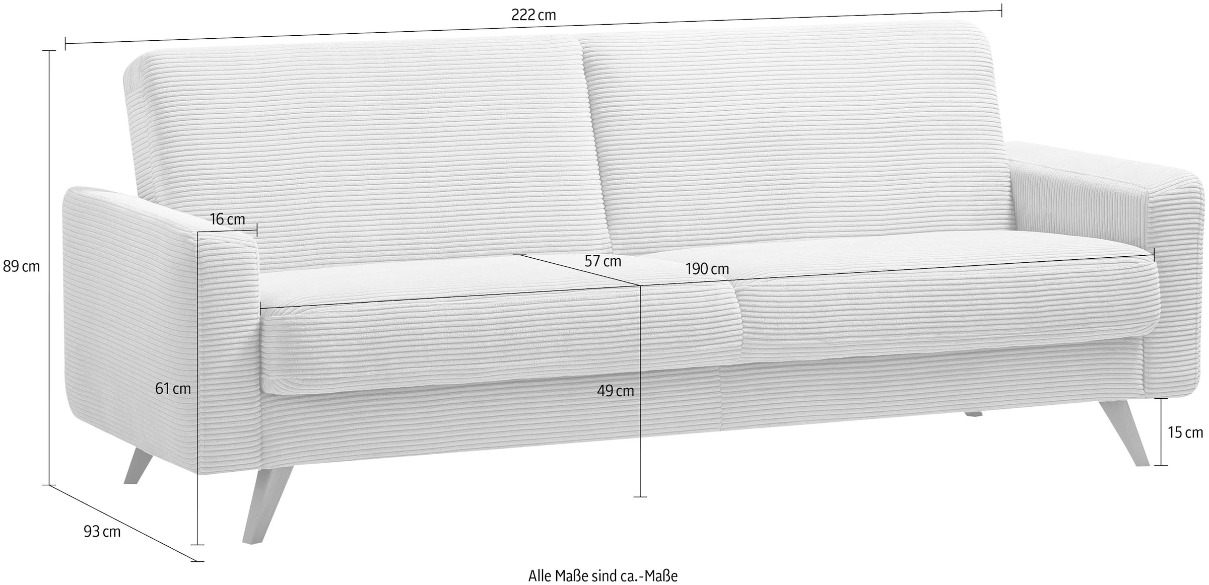 exxpo - sofa fashion 3-Sitzer »Samso, elegant und bequem, aktueller Cord Bezug, Kippcouch«, hochwertige Verarbeitung, Schlafsofa inkl. Bettfunktion und Bettkasten