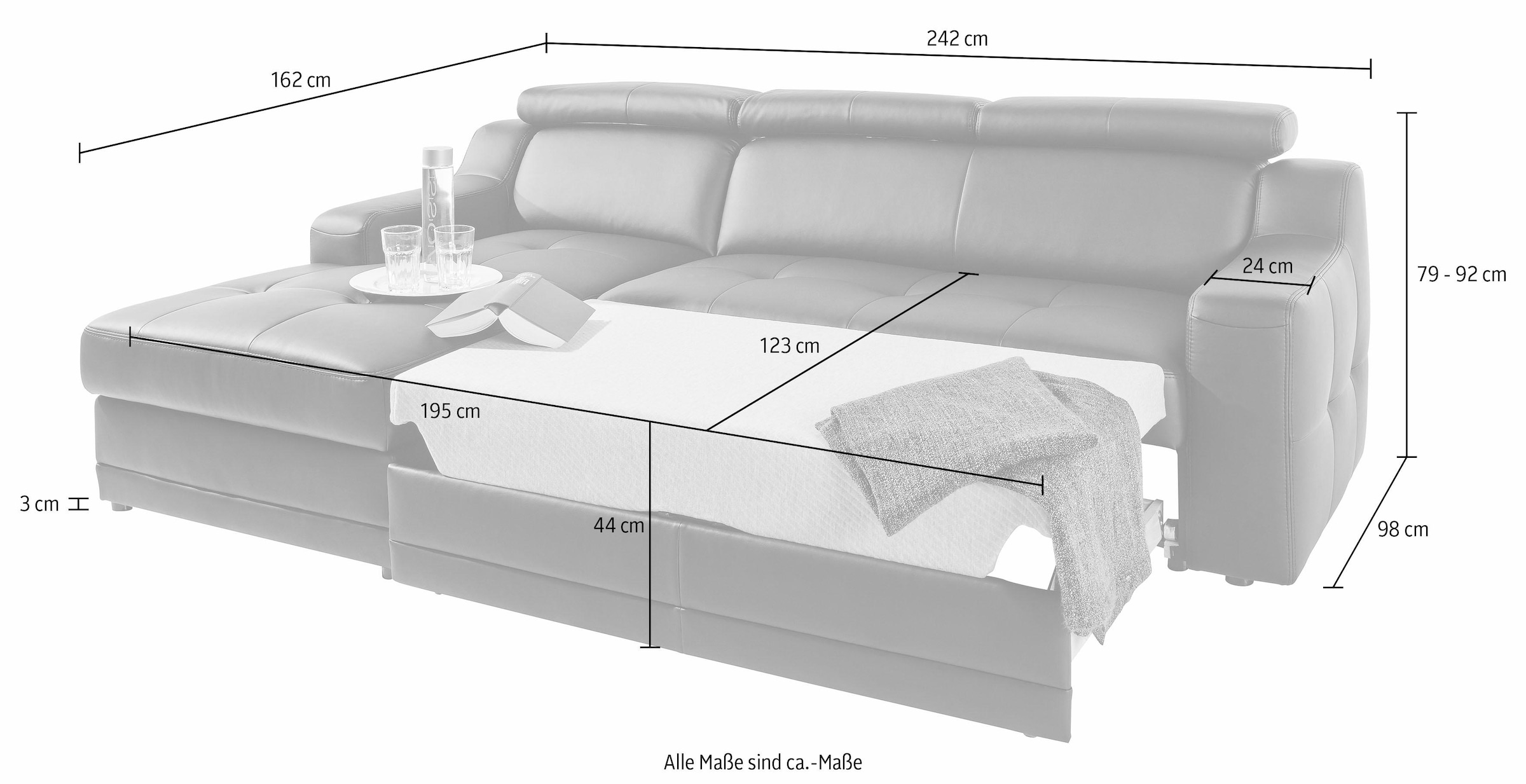 exxpo - sofa fashion Ecksofa »Lotos, bequem und funktionell, L-Form«, mit Kopf- bzw. Rückenverstellung, wahlweise mit Bettfunktion