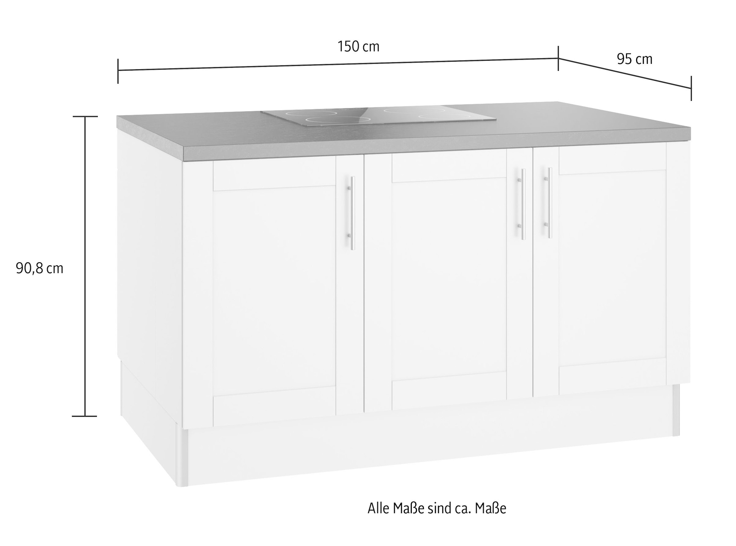 cm, ♕ Küche OPTIFIT »Ahus«, Kücheninsel, 150 Breite wahlweise mit Kochfeld auf versandkostenfrei