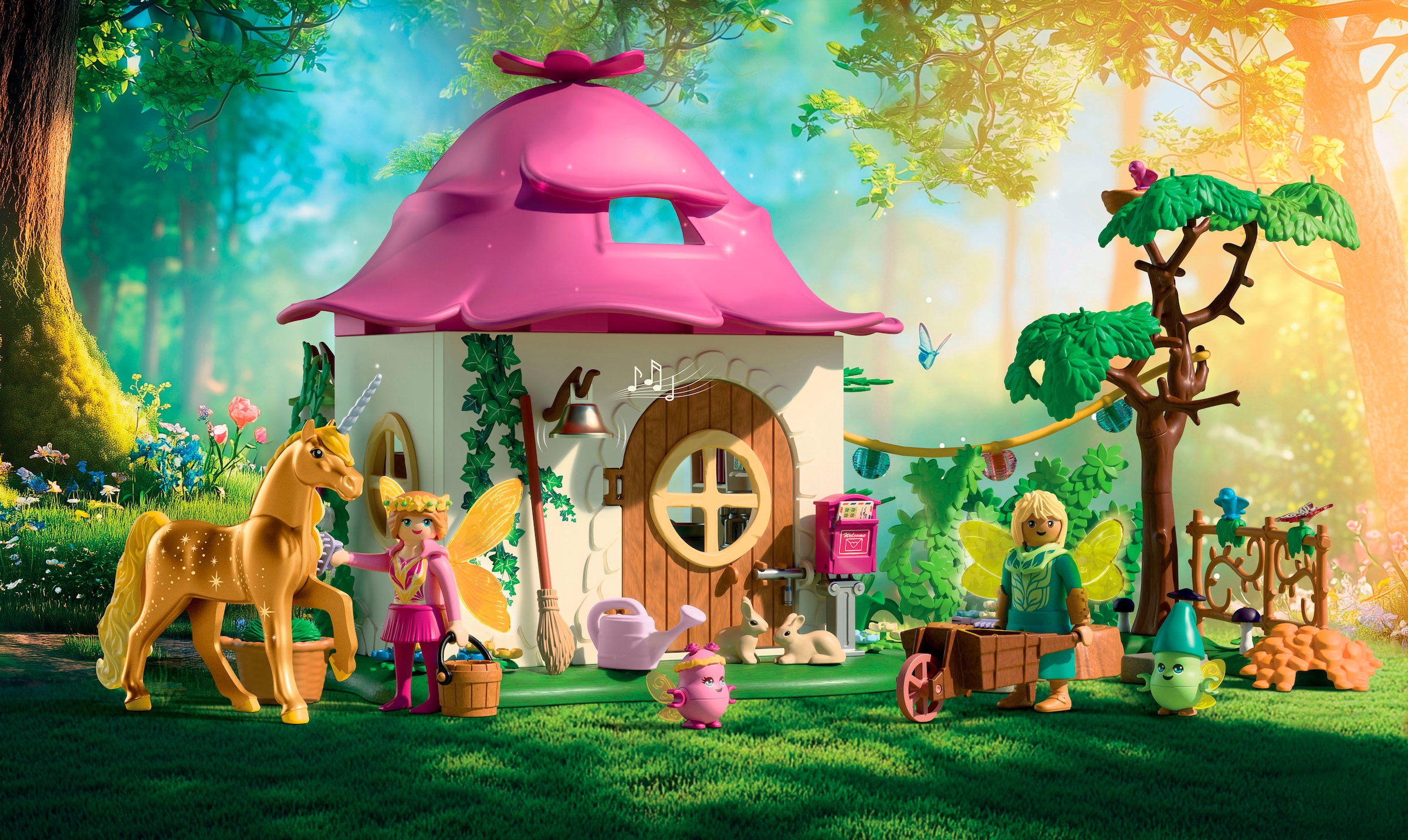 Playmobil® Konstruktions-Spielset »Gemütliches Feenzuhause mit Goldeinhorn und Stall (71838)« Princess Magic; Made in Germany