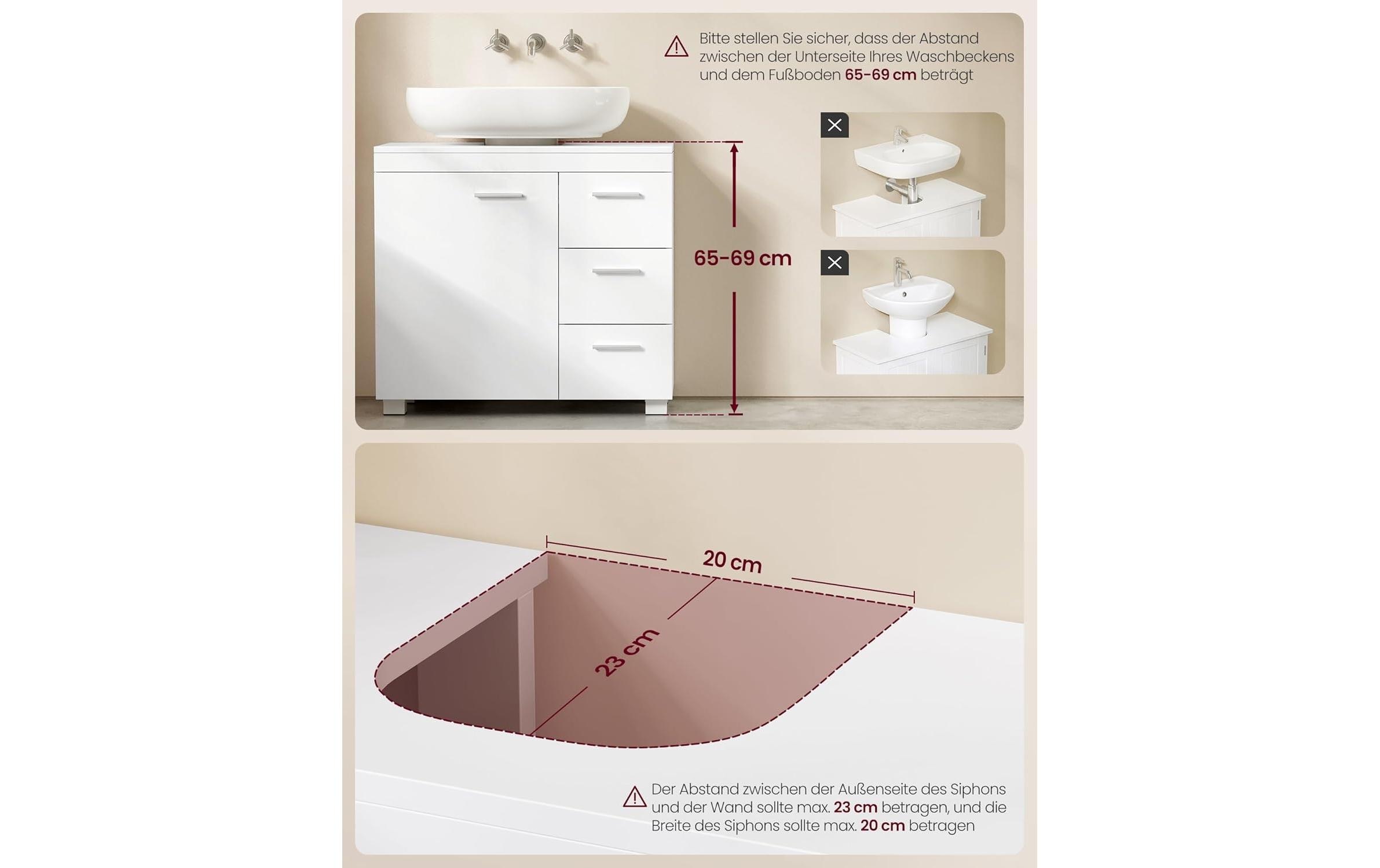 VASAGLE Armoire pour lavabo »mit Füssen«