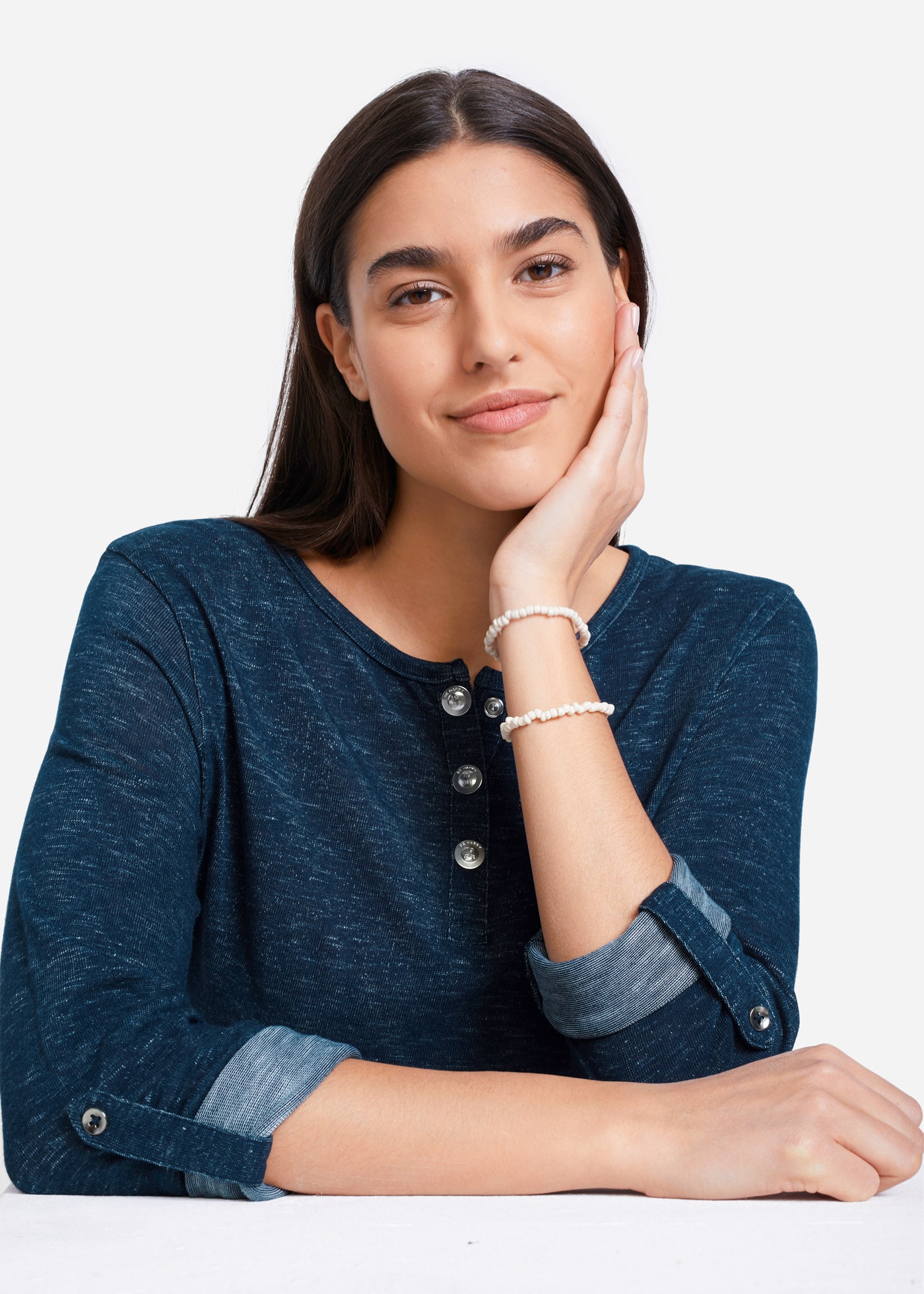 bonprix T-shirt à manches longues Loose Fit, mit krempelbaren Ärmeln, Langarm-Design