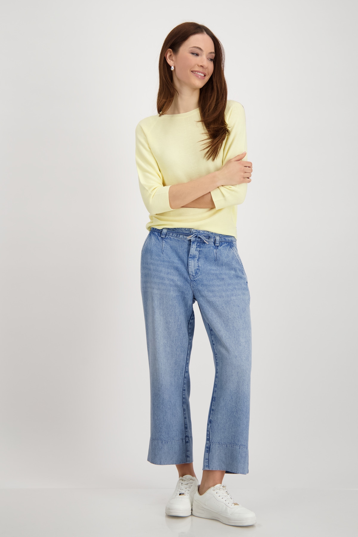 Monari Rundhalspullover mit Strukturmuster