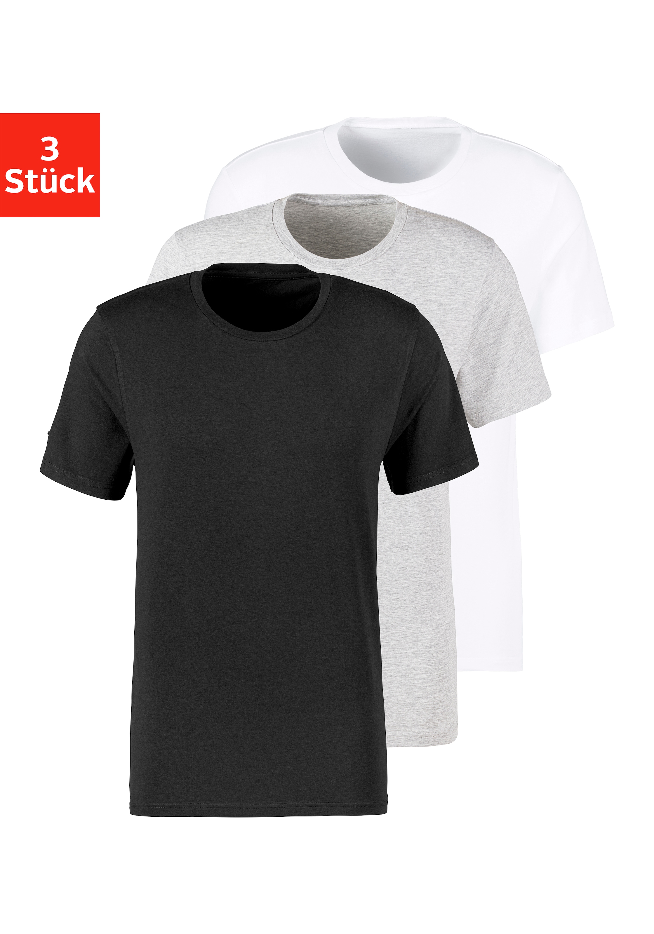 Bruno Banani T-Shirt, (Packung, 3 tlg.), mit Rundhals-Ausschnitt  versandkostenfrei auf