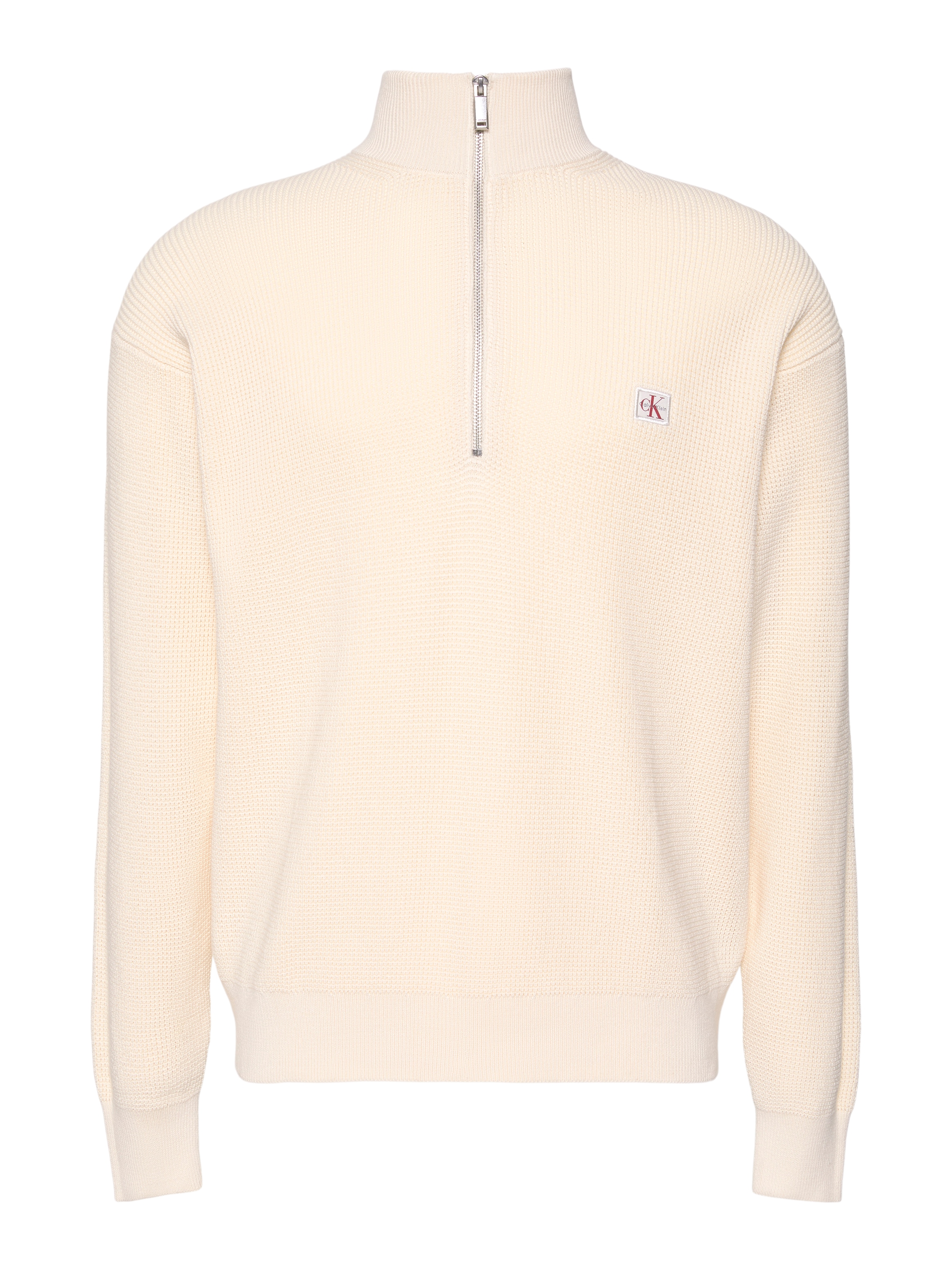 Calvin Klein Strickpullover Troyerkragen mit Reissverschluss, Regular Fit