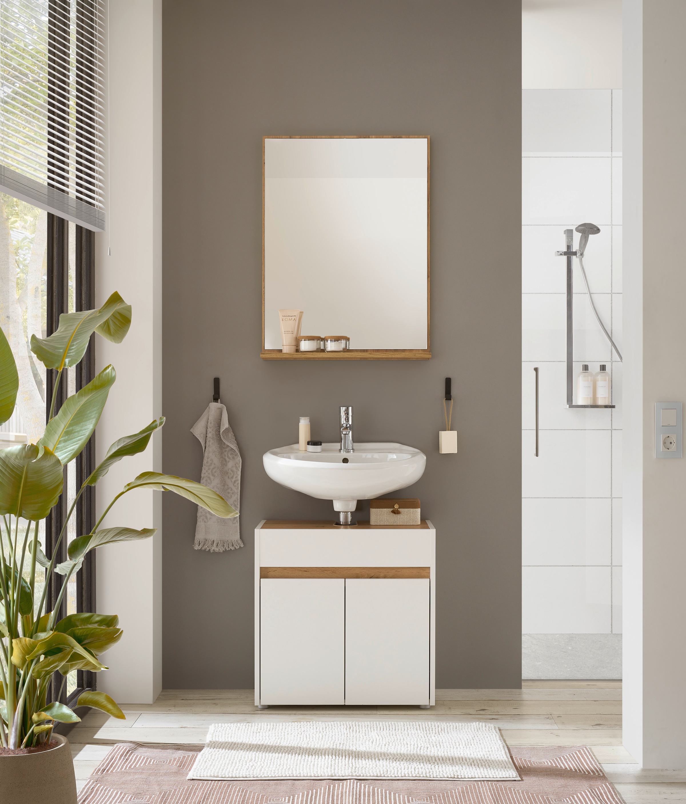 Home affaire Ensemble de meubles de salle de bain »CITY/ GIRON, Bad im zeitlosen Design, 2-teiliges Badezimmer« Set, 2 cuis tlg.