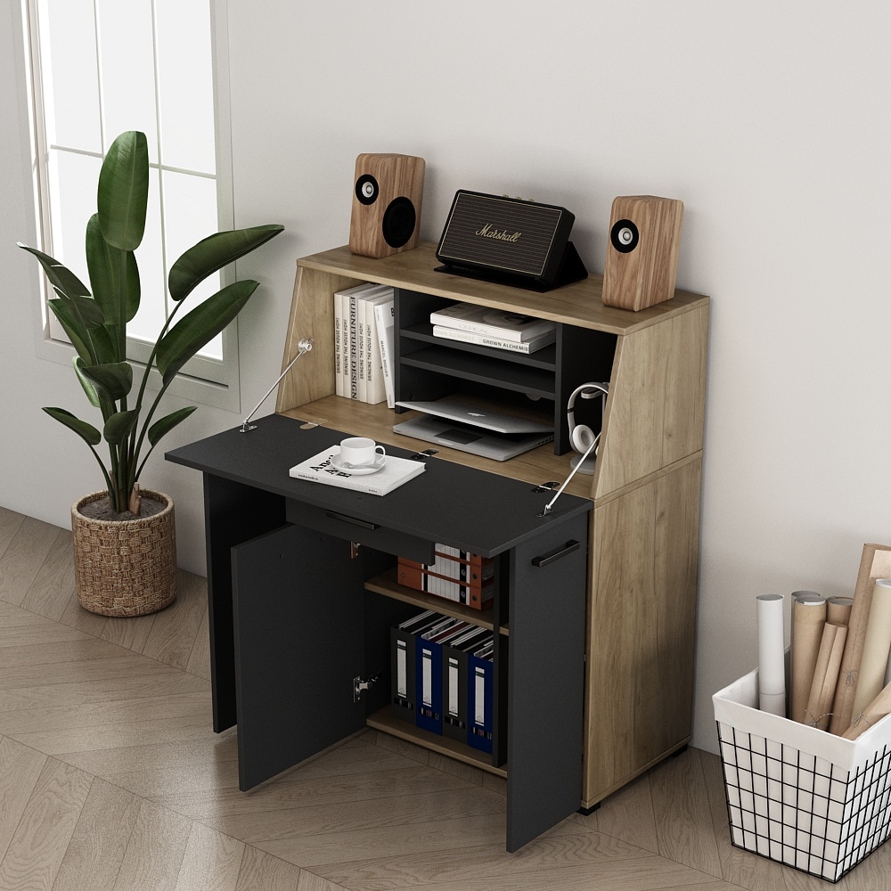 GOODproduct Secrétaire »Moid, Home-Office-Schreibtisch,« viele Stauraummöglichkeiten, kompaktes & modernes Design, B. 88,5 cm