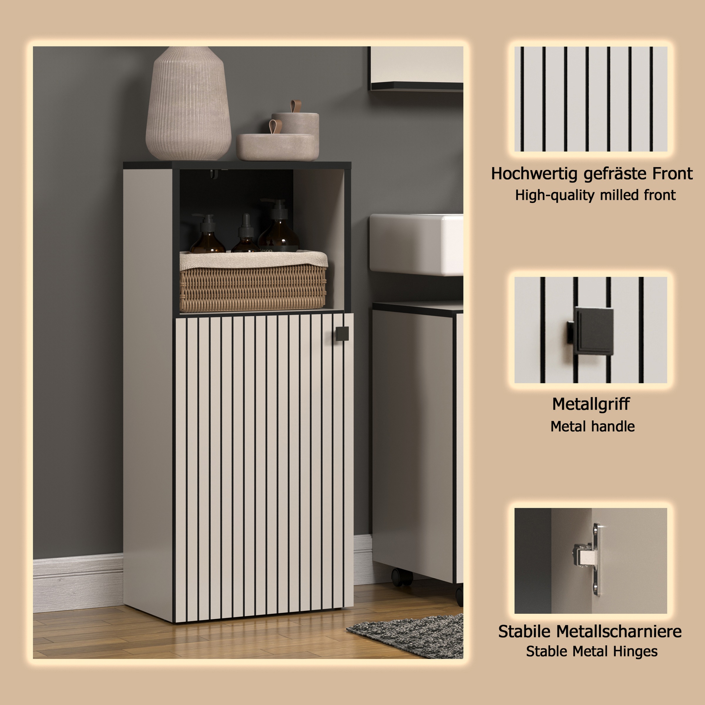 welltime Unterschrank »Amrum«, Standschrank mit 1 Tür & 1 Fach - (B/T/H) 40/31/95 cm