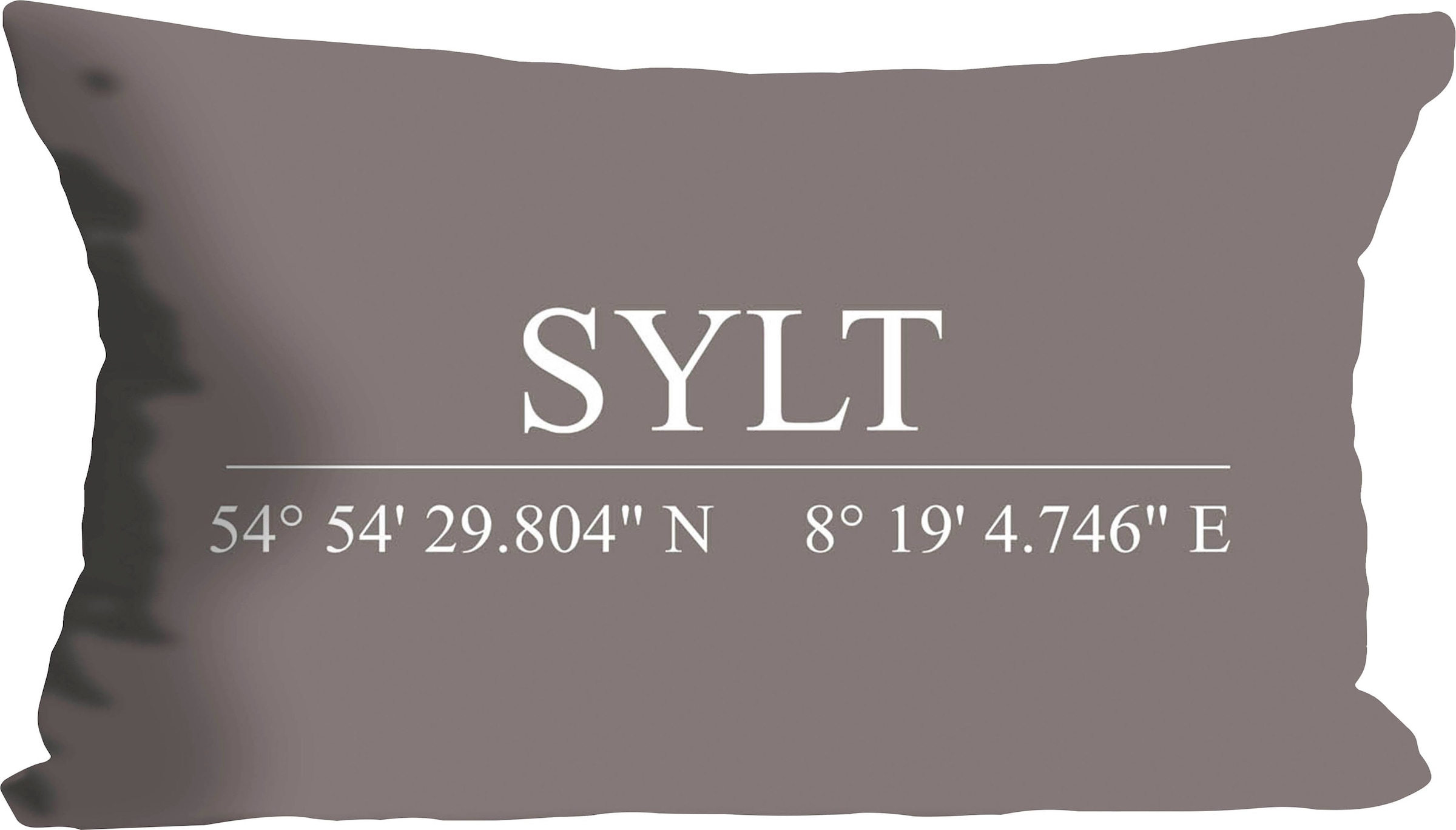 queence Dekokissen »Sylt«, Kissenhülle,Sylt Schriftzug,Sylt,Koordinaten,Nordsee,Maritim
