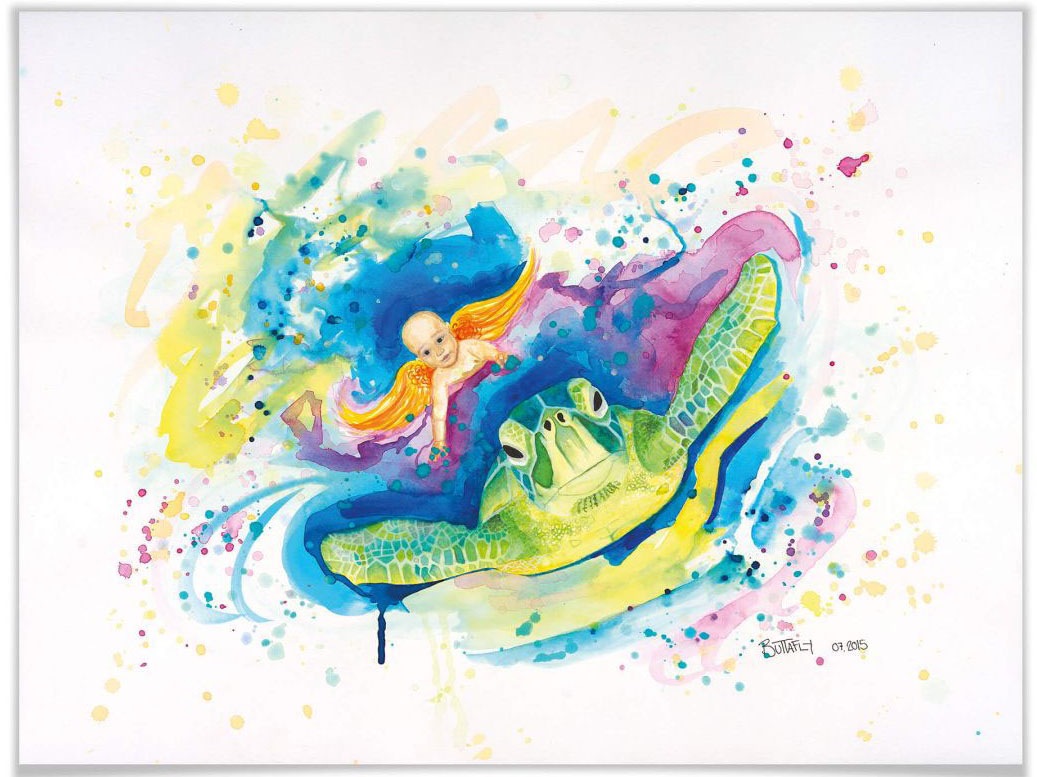 Image of Wall-Art Poster »Green sea turtle«, Schriftzug, (1 St.), Poster, Wandbild, Bild, Wandposter bei Ackermann Versand Schweiz