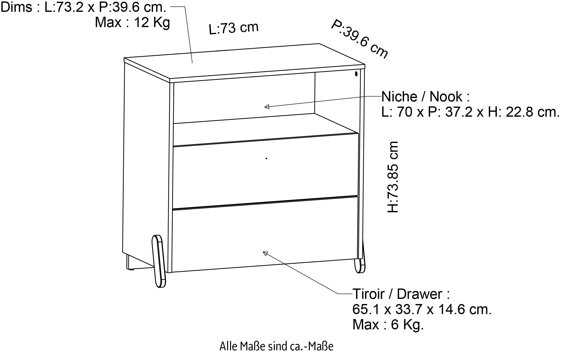 Demeyere GROUP Kommode »Jann, Breite ca. 73cm, Höhe ca. 73cm, 2 Schubladen«, modernes Design fürs Kinderzimmer