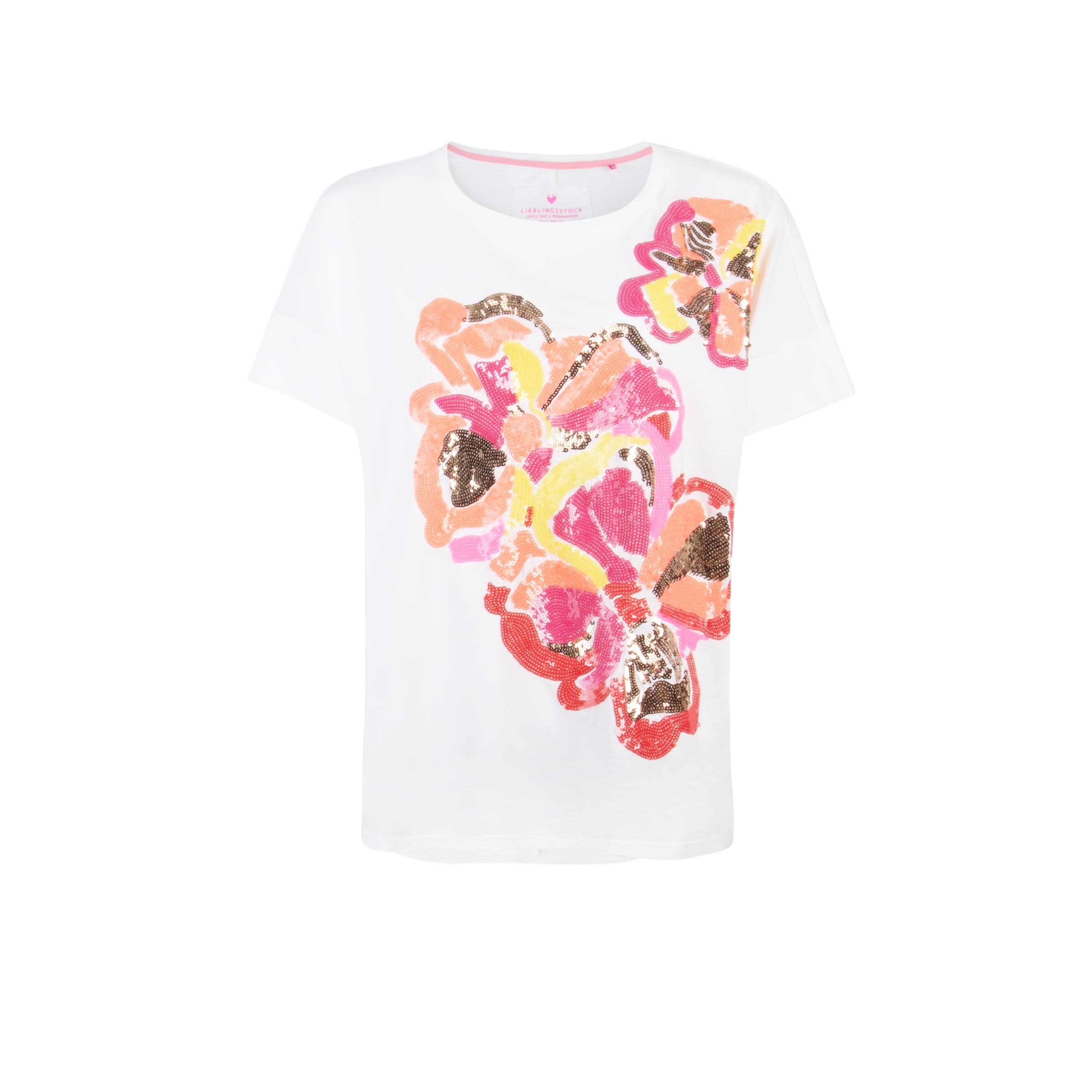 Lieblingsstück Rundhalsshirt »DavyL«, mit Blumendruck und Pailletten