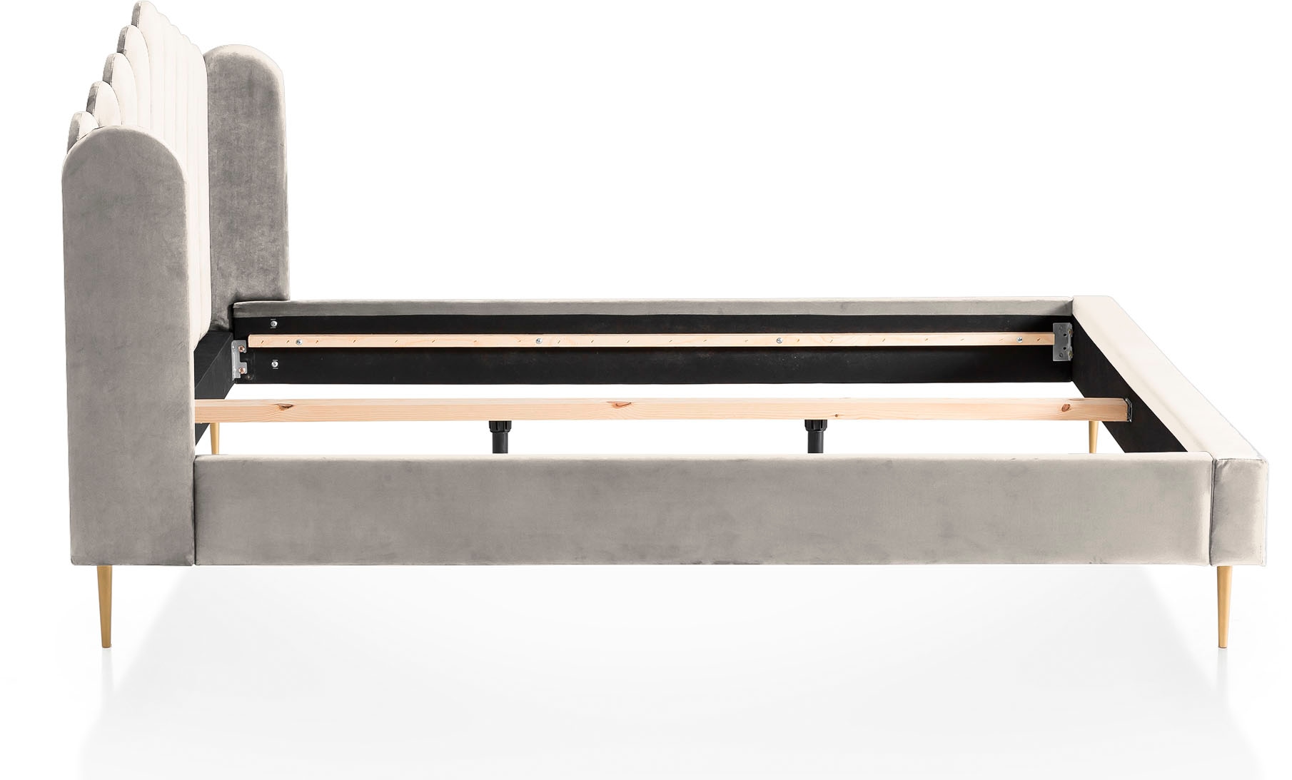 SalesFever Polsterbett »Komfortables Bett für erholsamen Schlaf« Eleganz trifft Komfort: Samt-Bezug, goldfarbene Metallfüsse