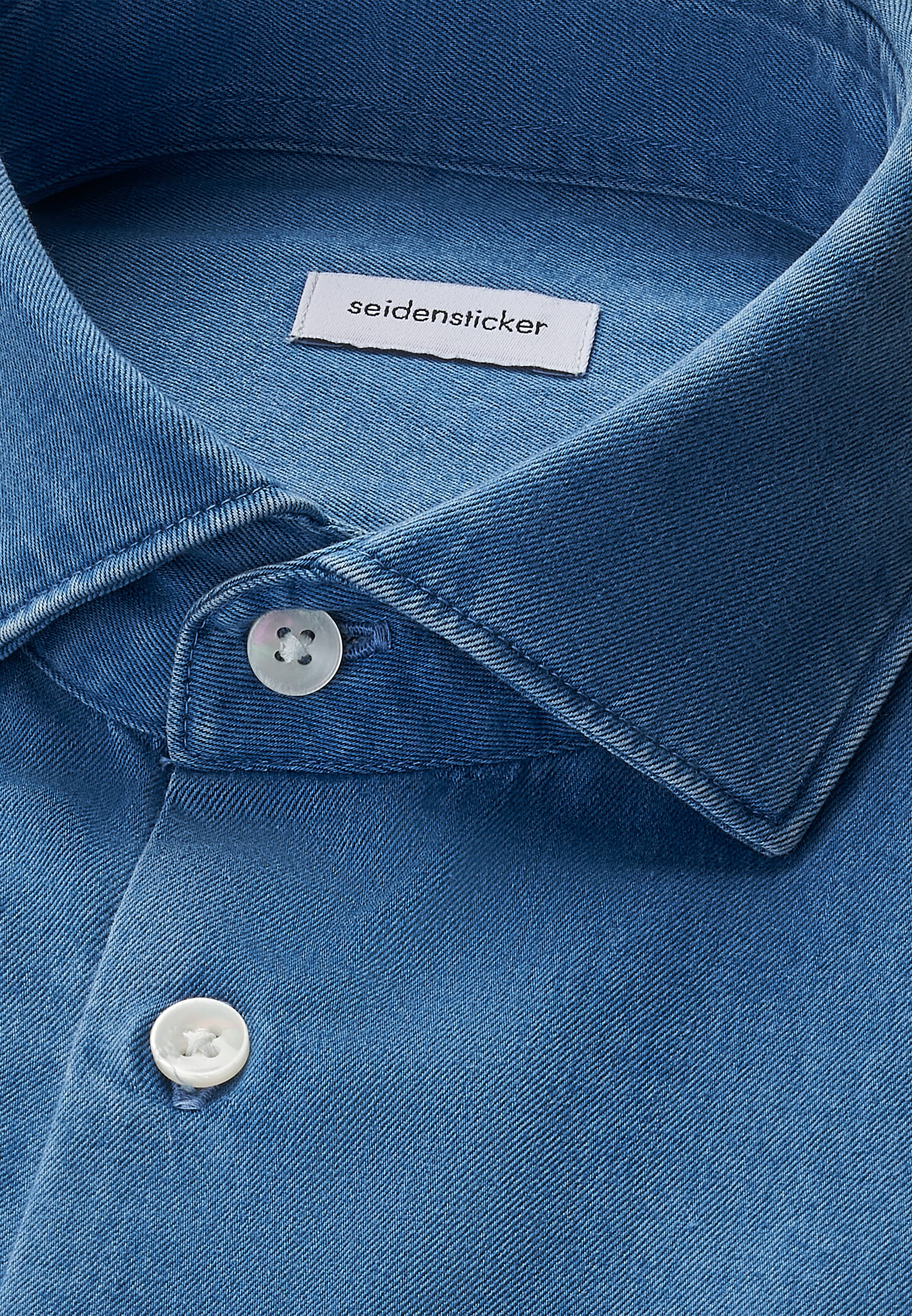 seidensticker Slim col Kent 1/1 en denim