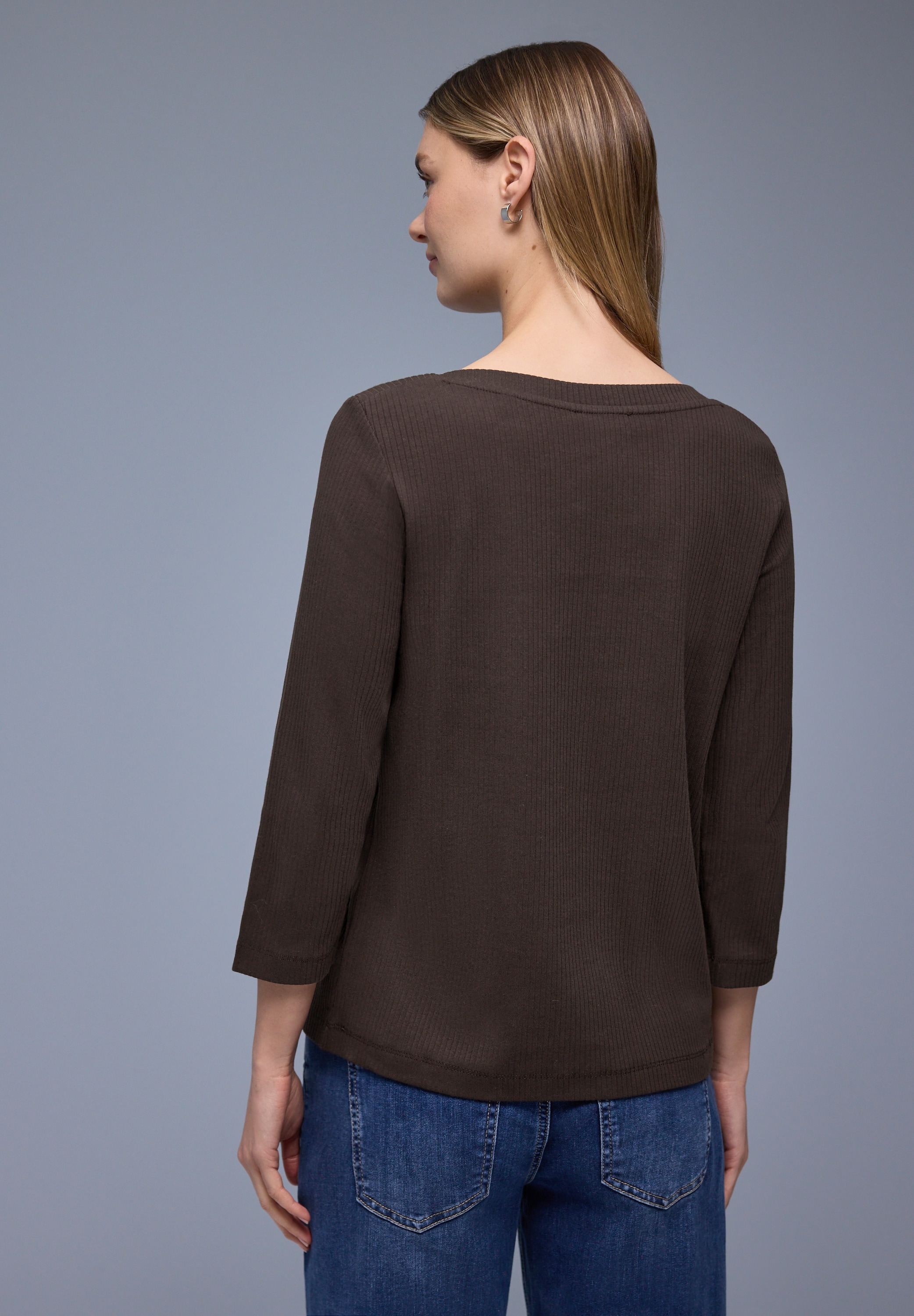 STREET ONE T-shirt à manches 3/4 in Rippstruktur