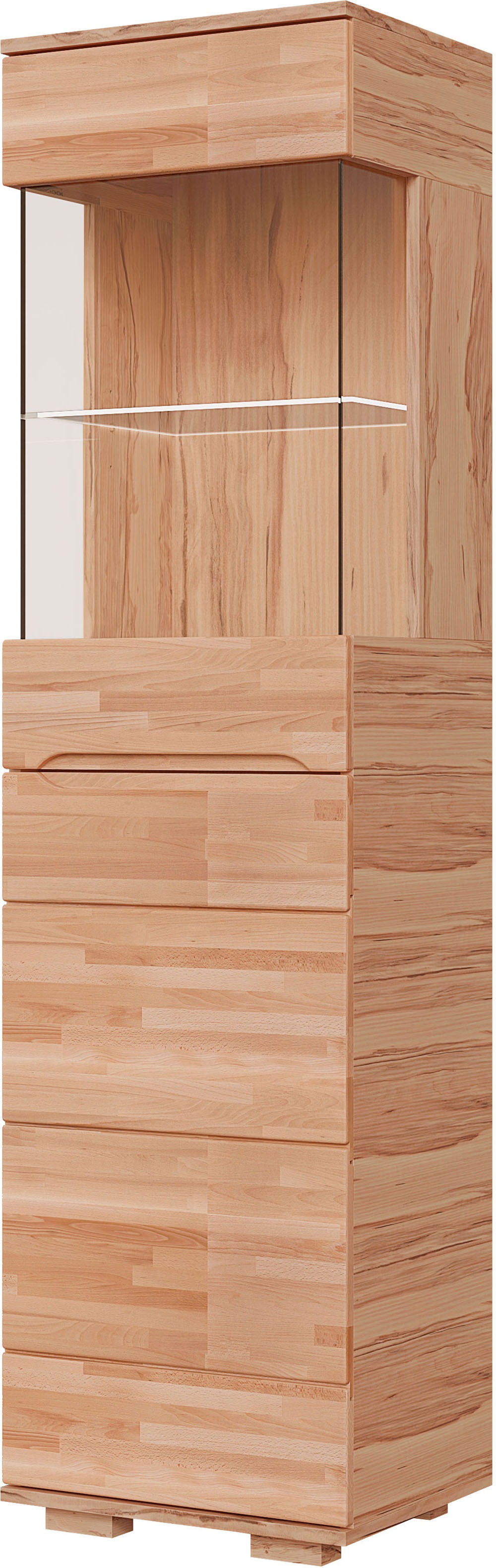 Image of GOODproduct Vitrine "VETRO: Fronten aus Massivholz, Korpus aus Melamin, 1Glastür" Kernbuche B/T/H:50/40/190cm, 3Variable einlegeboden, Türanschlag L/R