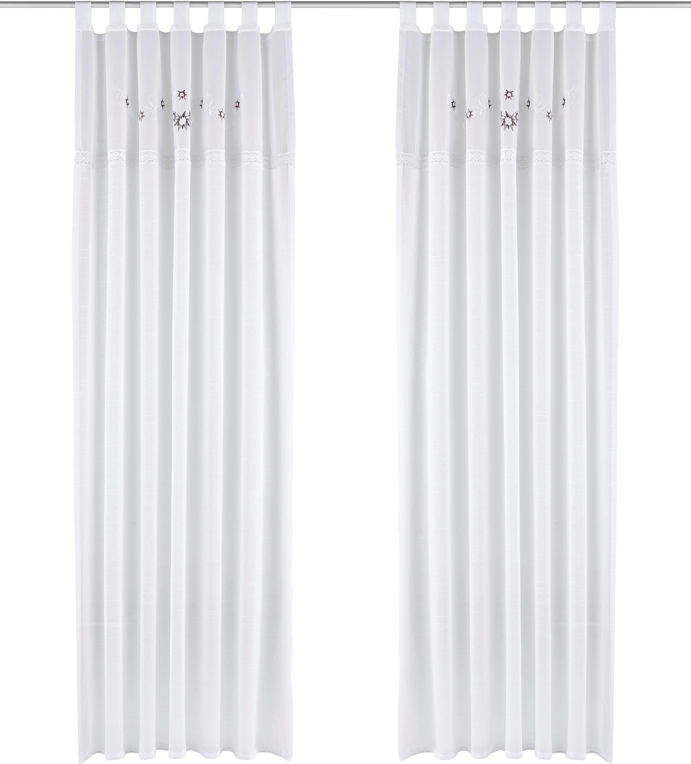 Image of Home affaire Gardine »Elma«, (1 St.), transparent, Leinen Optik mit Stickerei bei Ackermann Versand Schweiz