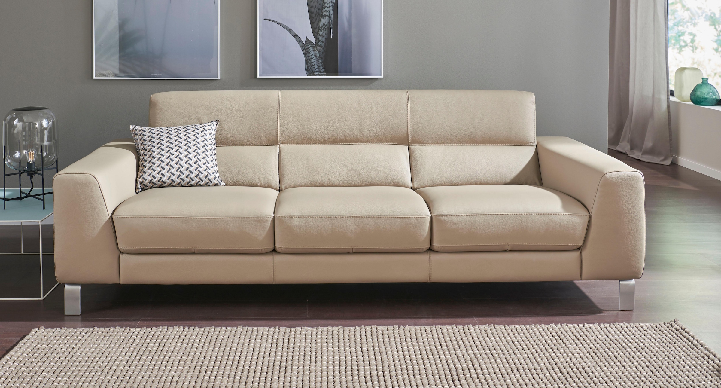 Image of CALIA ITALIA 3-Sitzer "Simon, toller Sitzkomfort, italienisches Designsofa, Breite 232cm," in zwei Lederqualitäten