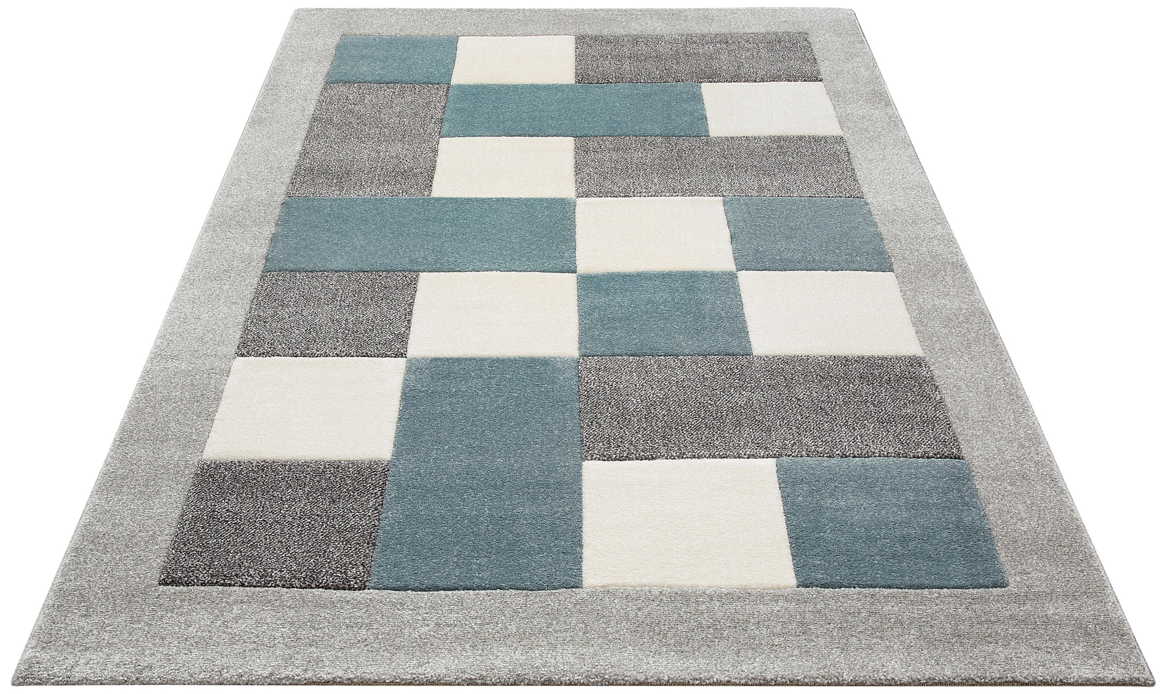 Image of my home Teppich »Donna«, rechteckig, 14 mm Höhe, Karo-Muster, mit Bordüre & Konturenschnitt, idealer Teppich für Wohnzimmer, Schlafzimmer, Esszimmer bei Ackermann Versand Schweiz