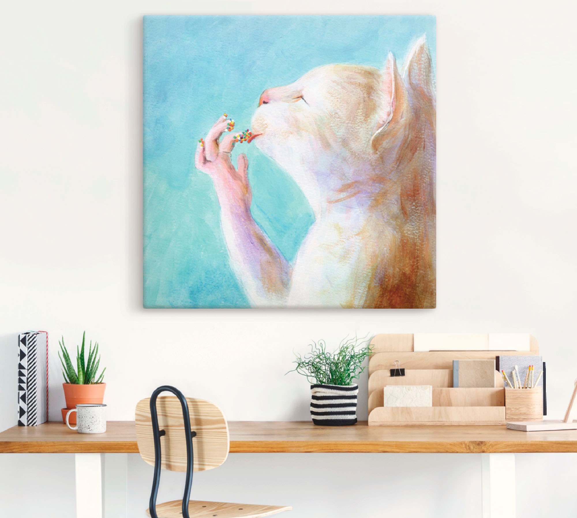 Artland Leinwandbild »Naschkatze« Haustiere 1 Stk. tlg. als Leinwandbild, Poster, Wandaufkleber in verschied. Grössen