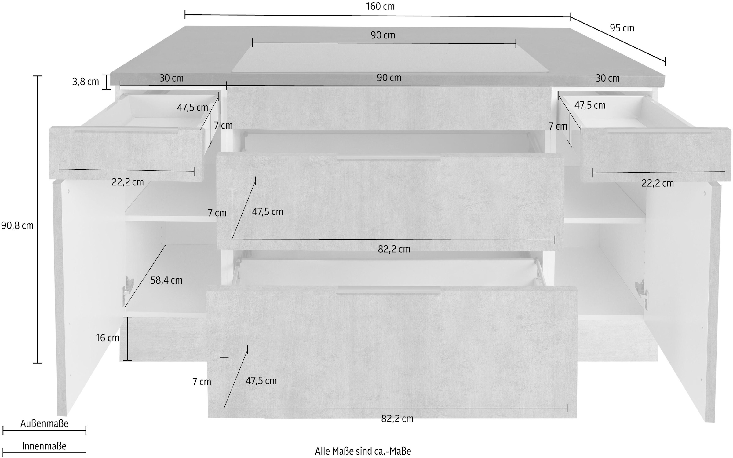 ♕ OPTIFIT Kücheninsel »Tara«, mit Vollauszügen und Soft-Close-Funktion,  Stellbreite 150 x 95 cm versandkostenfrei auf