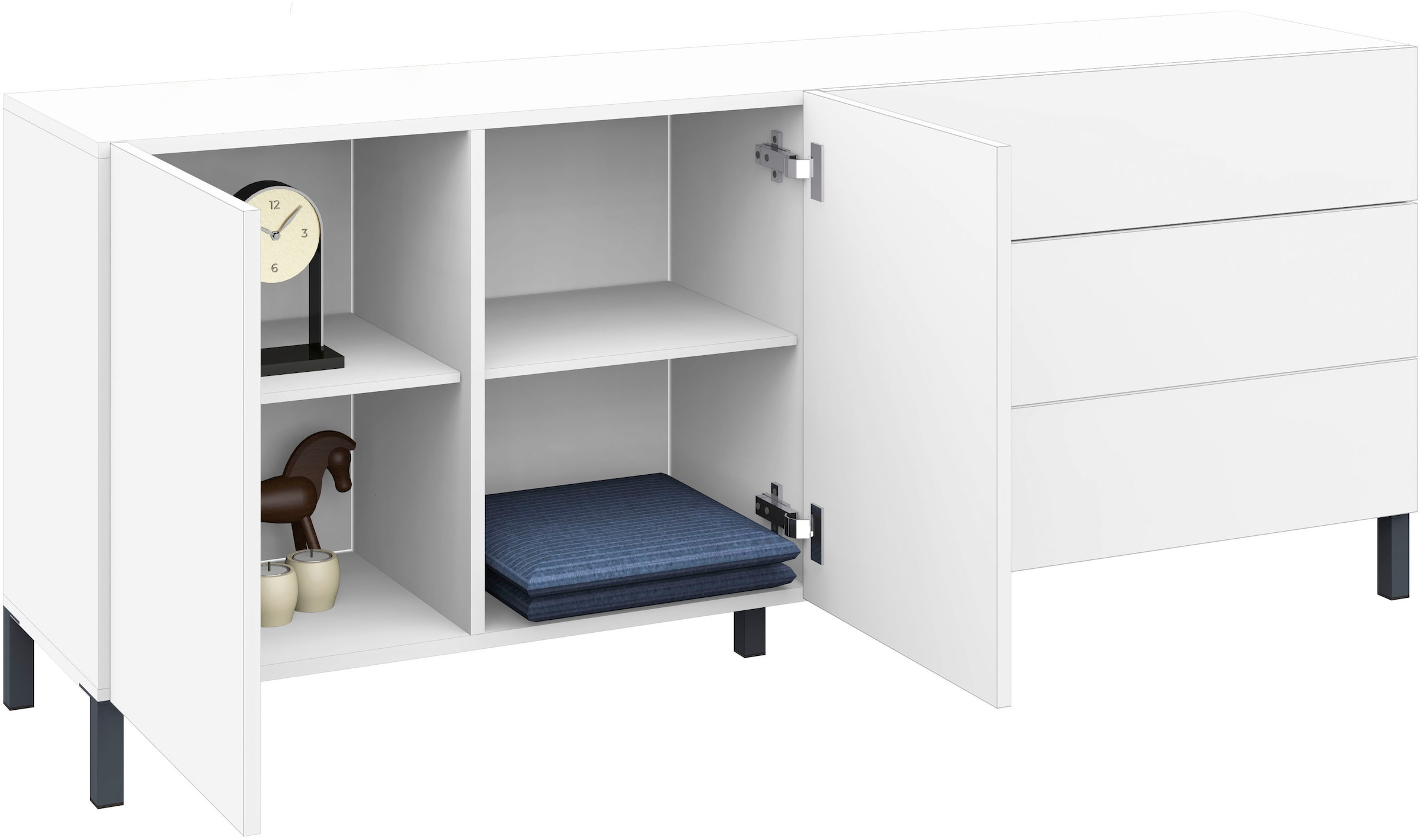 borchardt Möbel Sideboard Metallfüsse, grifflose Optik