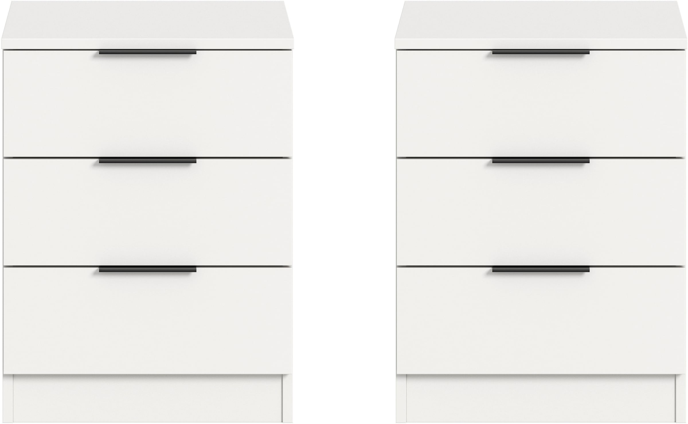 Home affaire Nachtkommode »Skarde 2 Nachttische, jeweils Breite: 45 cm« Set, Sie bekommen 2  Nachttische im Set, 2 Stk. tlg. Skarde, 2er Set Nachtkommoden, 3 Schubkästen, weiss