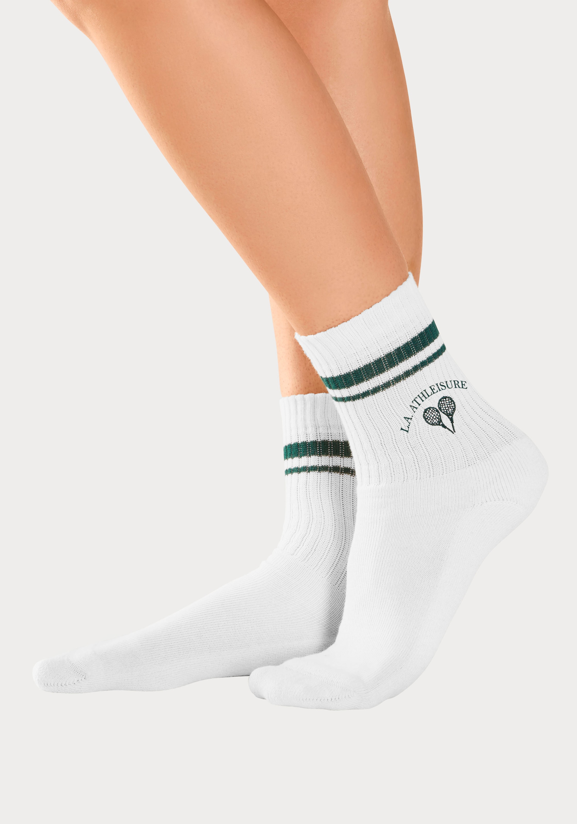 LASCANA ACTIVE Tennissocken, (Packung, 3 Paar), mit kleiner Stickerei