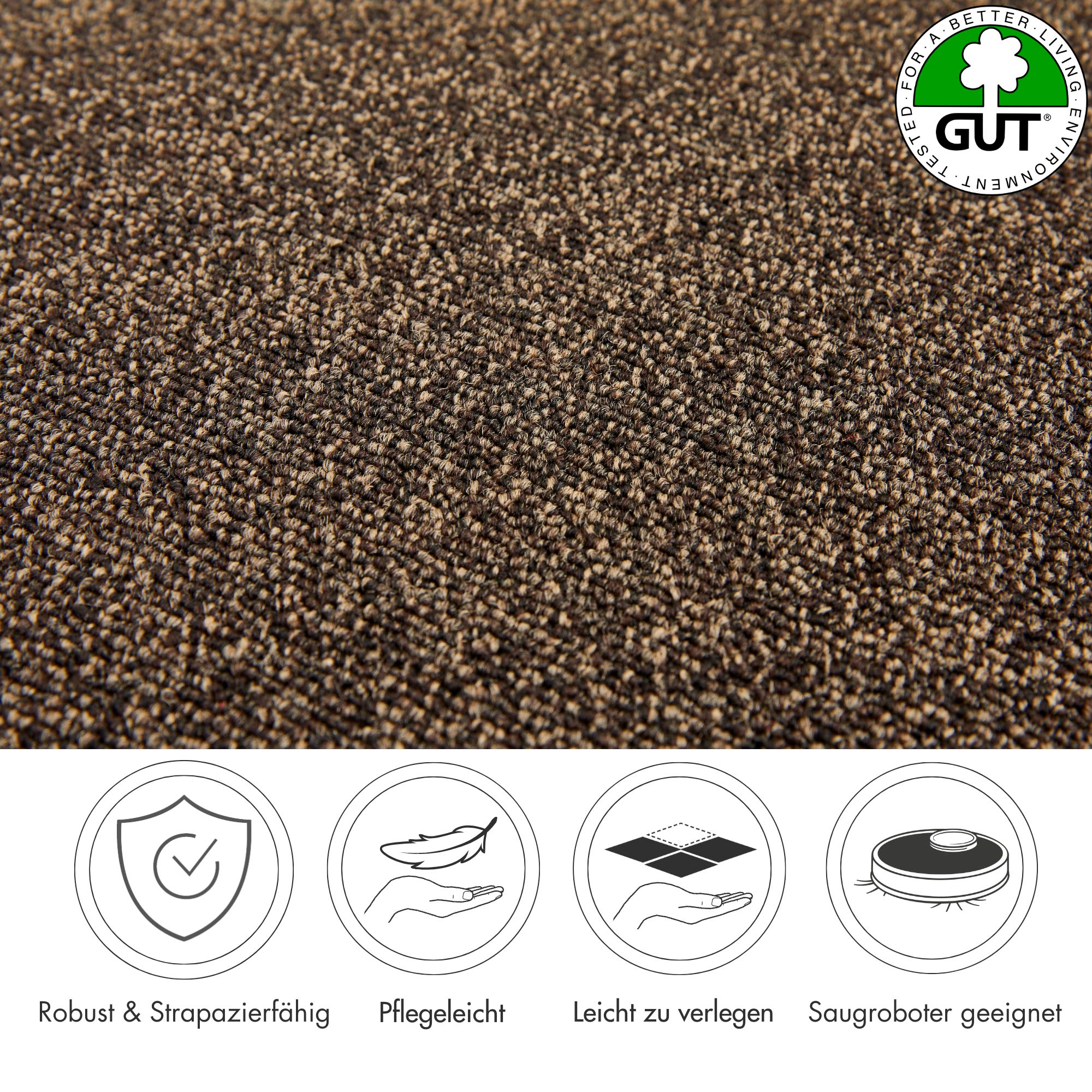 Andiamo Teppichboden »Matz, Schlinge, Made in Belgium«, rechteckig, 6 mm Höhe, meliert, Breite 400 cm oder 500 cm, strapazierfähig & pflegeleicht