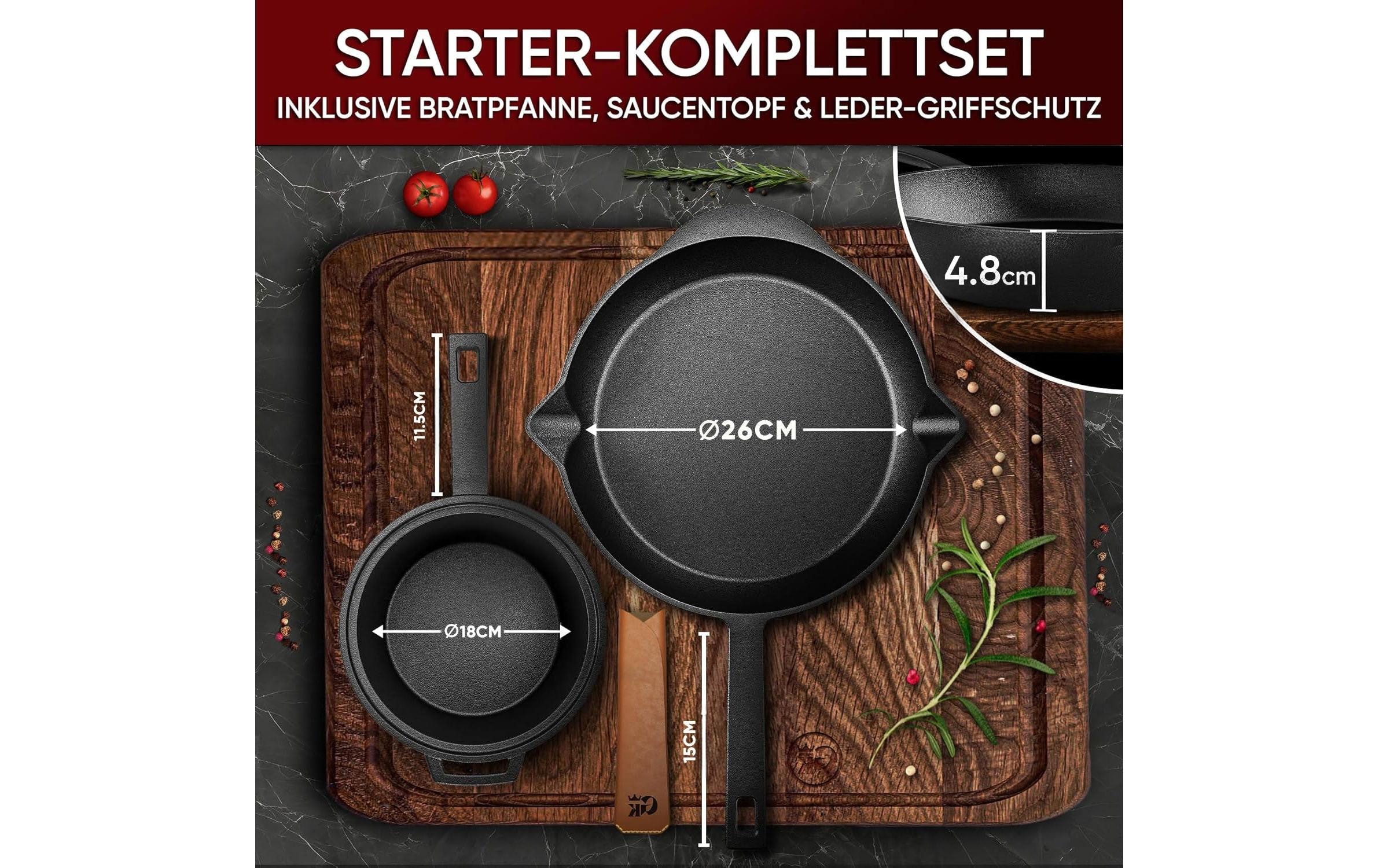   Marmite à barbecue »Gusskoenig Gusseisen Set Holzbox 8-teilig« 8 cuis tlg.