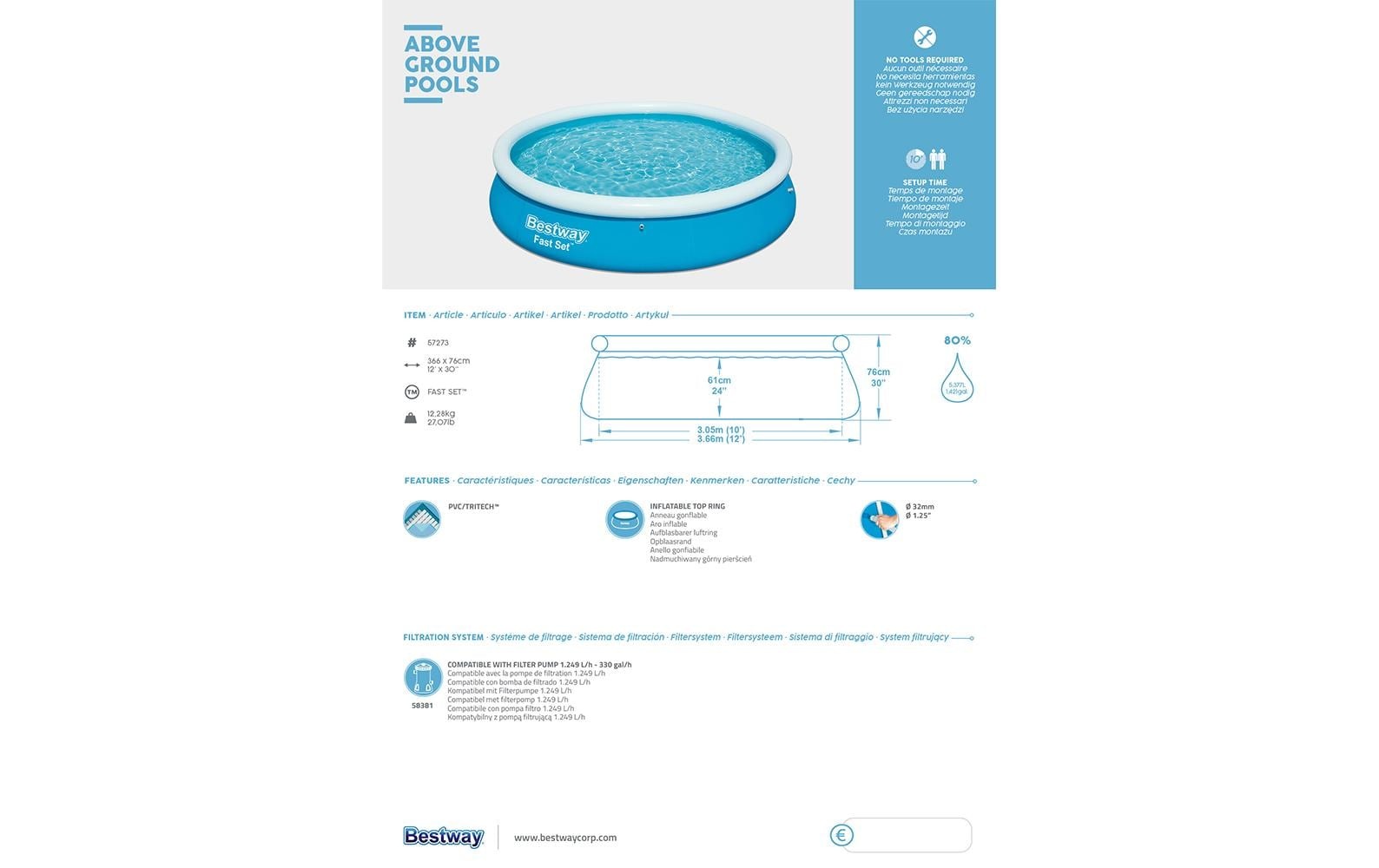 Bestway Pool »Fast Set 305 x 76 cm«