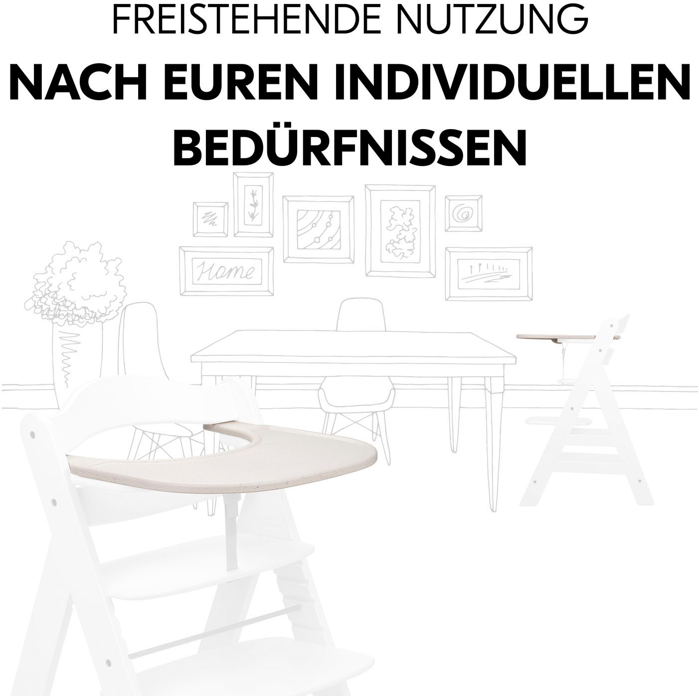 Hauck Plateau de chaise haute »Alpha Click Tray, Speckle Beige« aus recyceltem Material