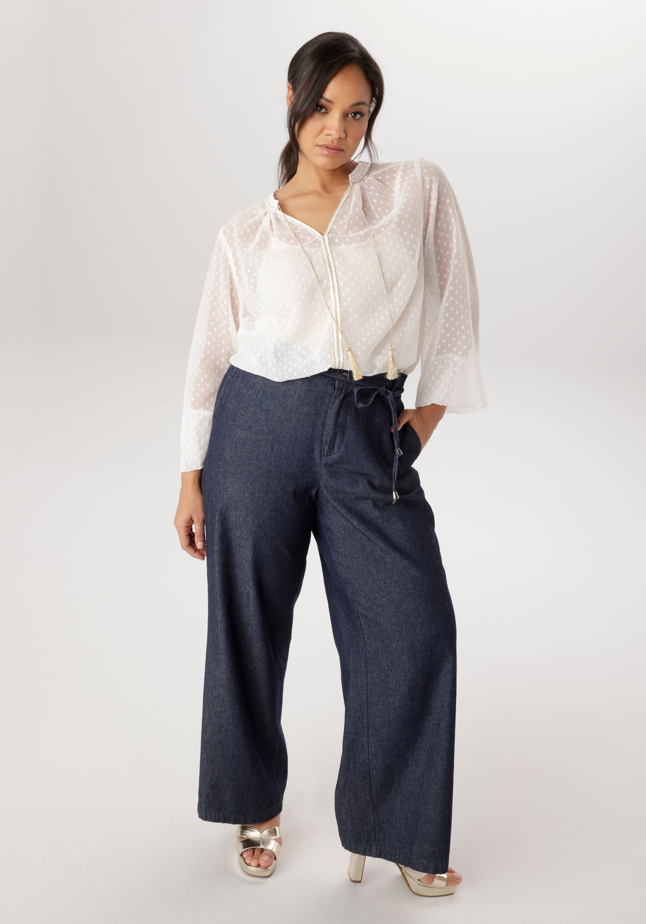 Aniston PLUS Schlupfbluse mit eingewebten Punkten - NEUE KOLLEKTION