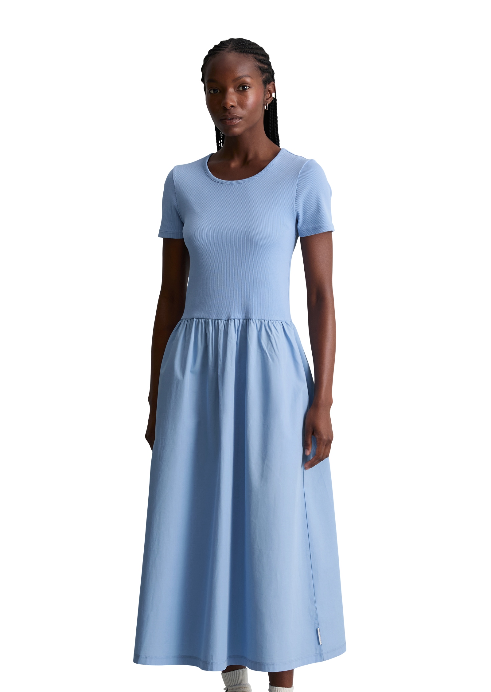 Image of Marc OPolo DENIM Jerseykleid Seitennahttaschen flared mit Baumwoll-Popelinerock
