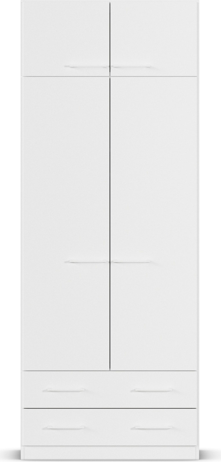 rauch Drehtürenschrank »Prandon A« Set, 2 Stk. tlg. mit 2 Schubladen sowie Aufsatzelement, Metallgriffe in Weiss