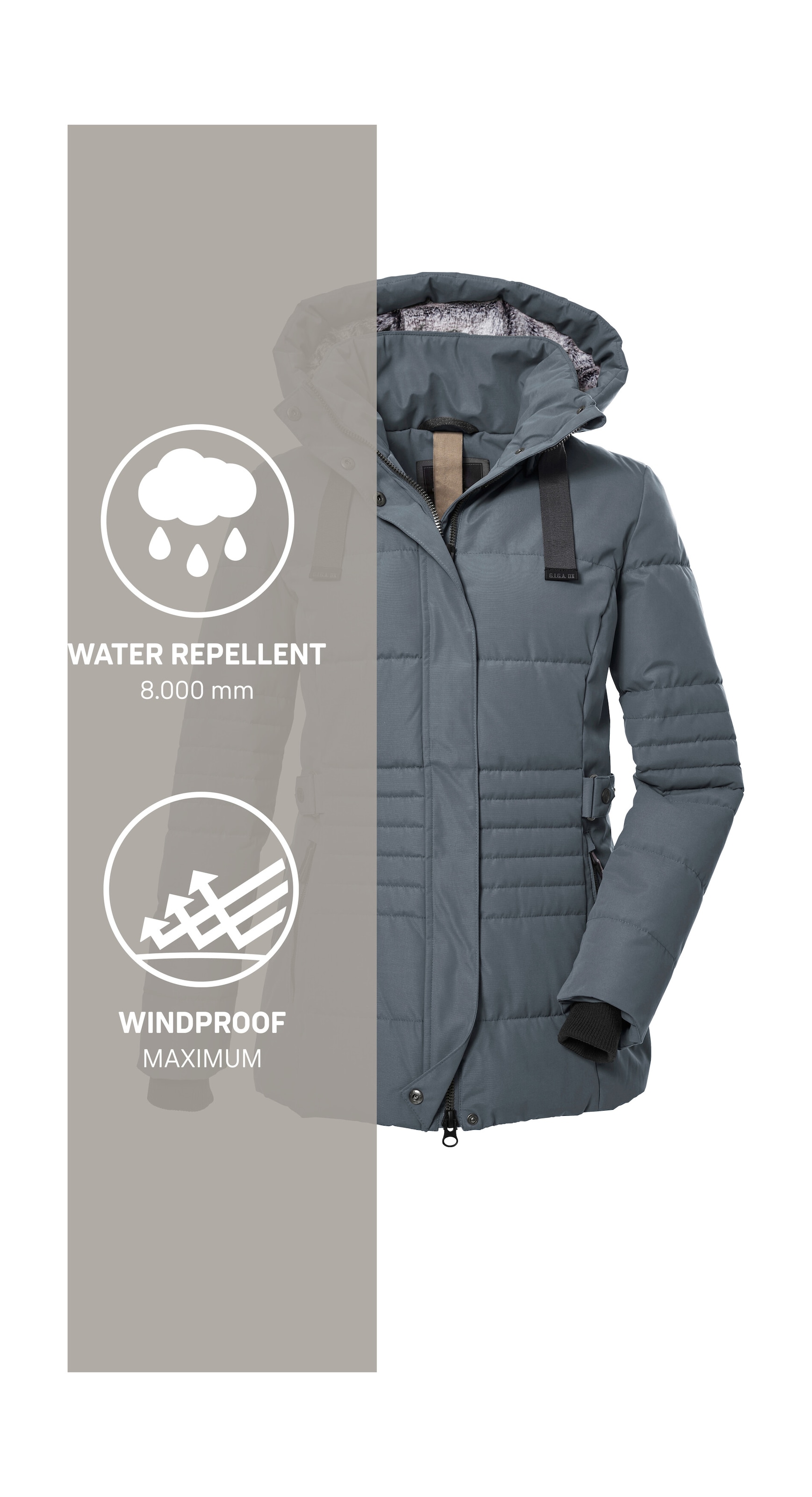 G.I.G.A. DX by killtec Veste matelassée »GW 25 WMN QLTD JCKT« veste d’hiver cintrée, déperlante, coupe-vent, capuche amovible